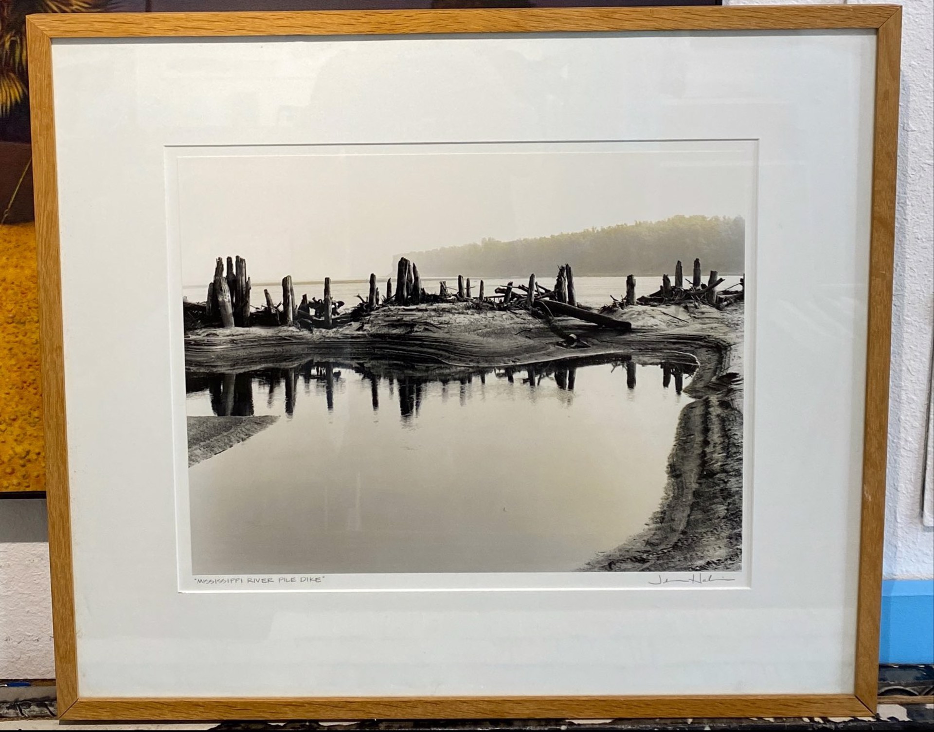 "Mississippi River Pile Dike" by Jerome Hawkins circa 1988 by Art One Resale Inventory