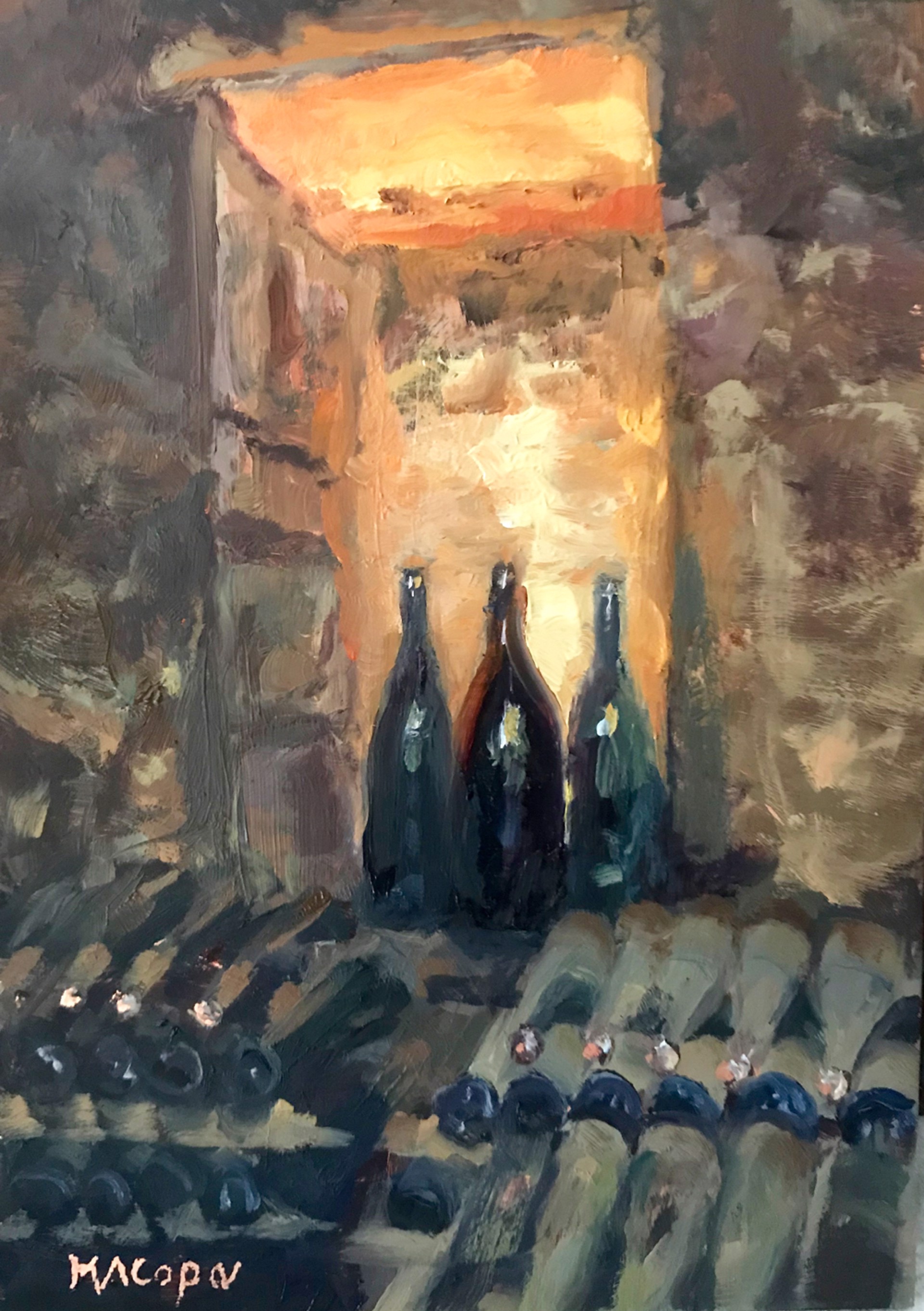 "Cellaring" original oil painting by Mary Ann Cope