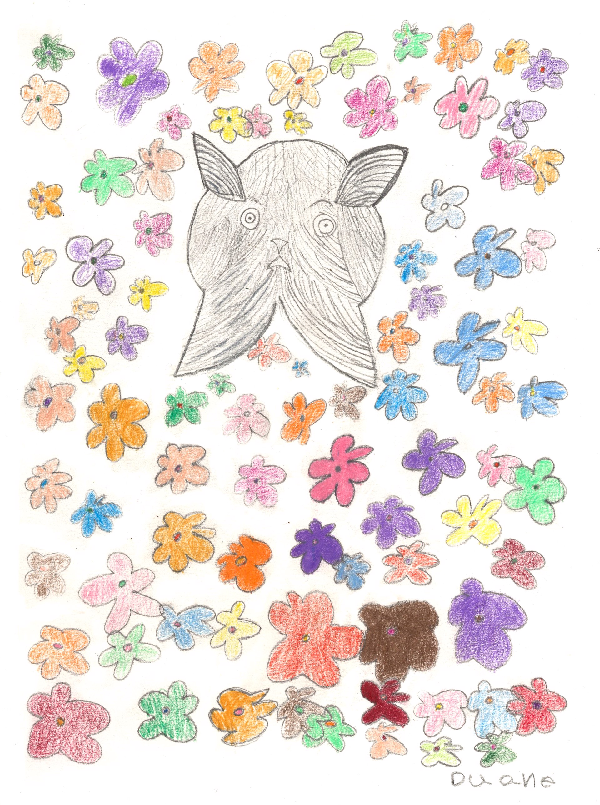 Cat in the Flower Bed (FRAMED) by Duane Blacksheare-Staton