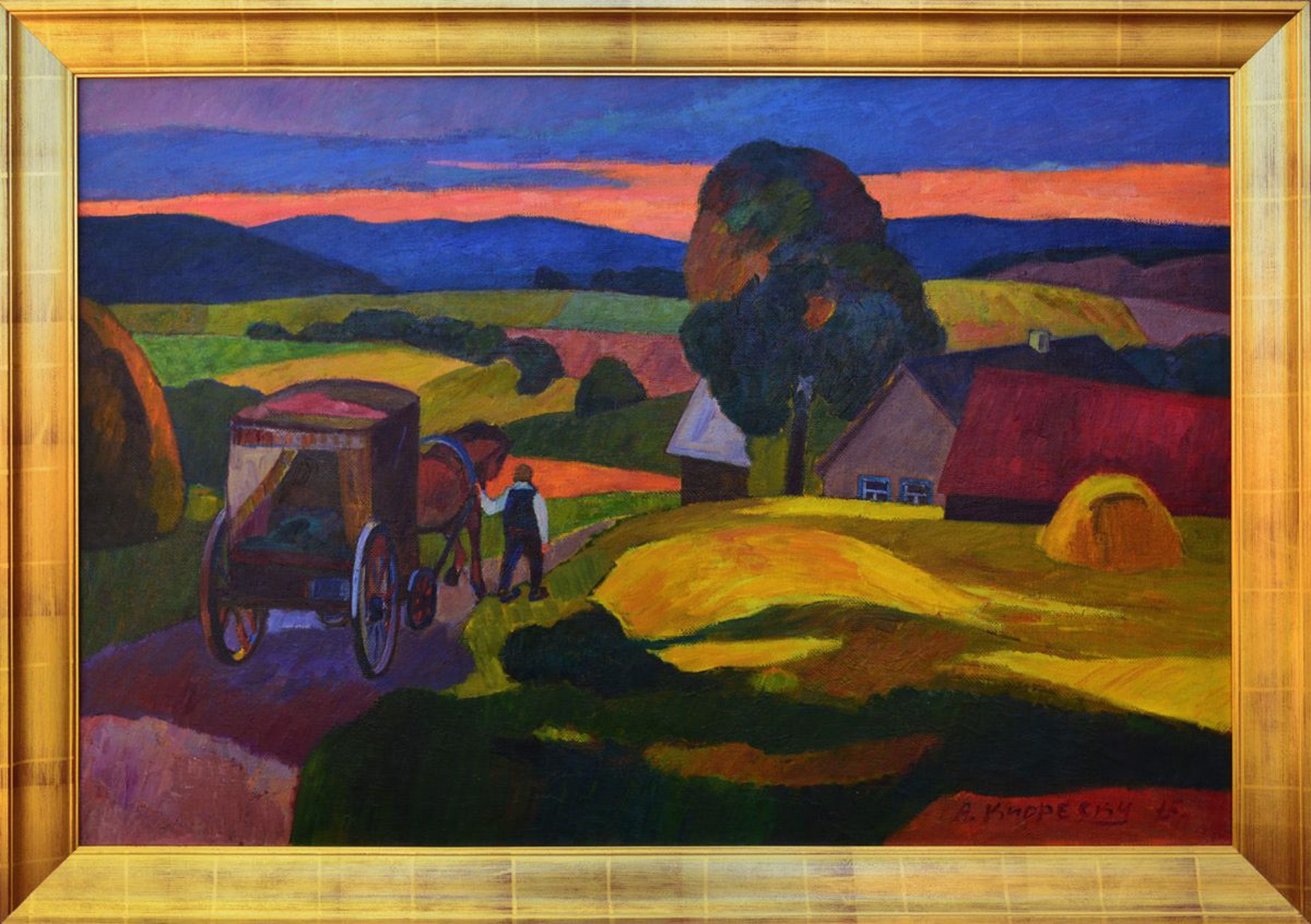 Landscape with Gypsy Wagon by Andrei Kioresku