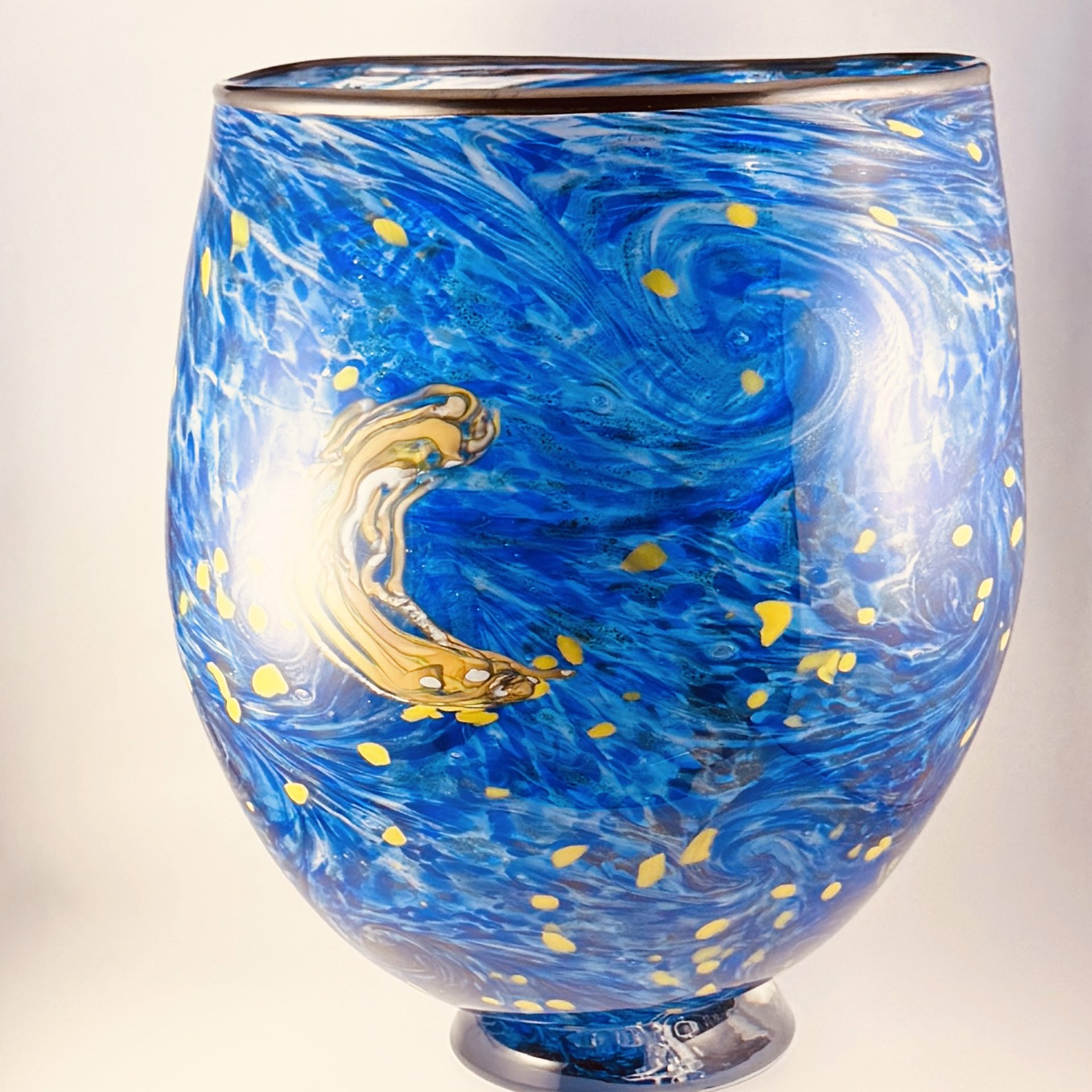 Footed Bowl Starry Night  JG23-2 by John Glass