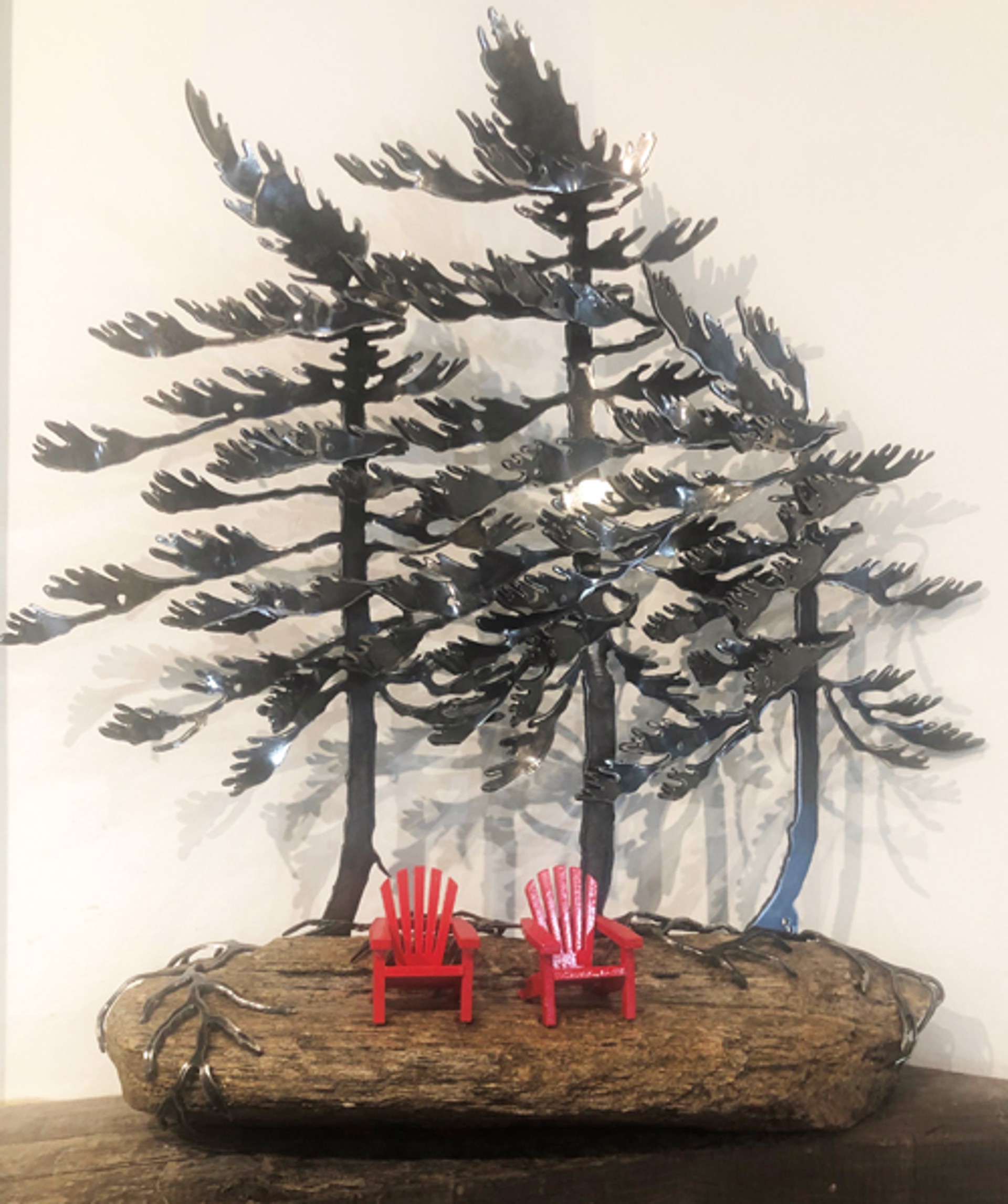 Windswept Pine 3 Trees, 2 Chairs 660114 by Cathy Mark