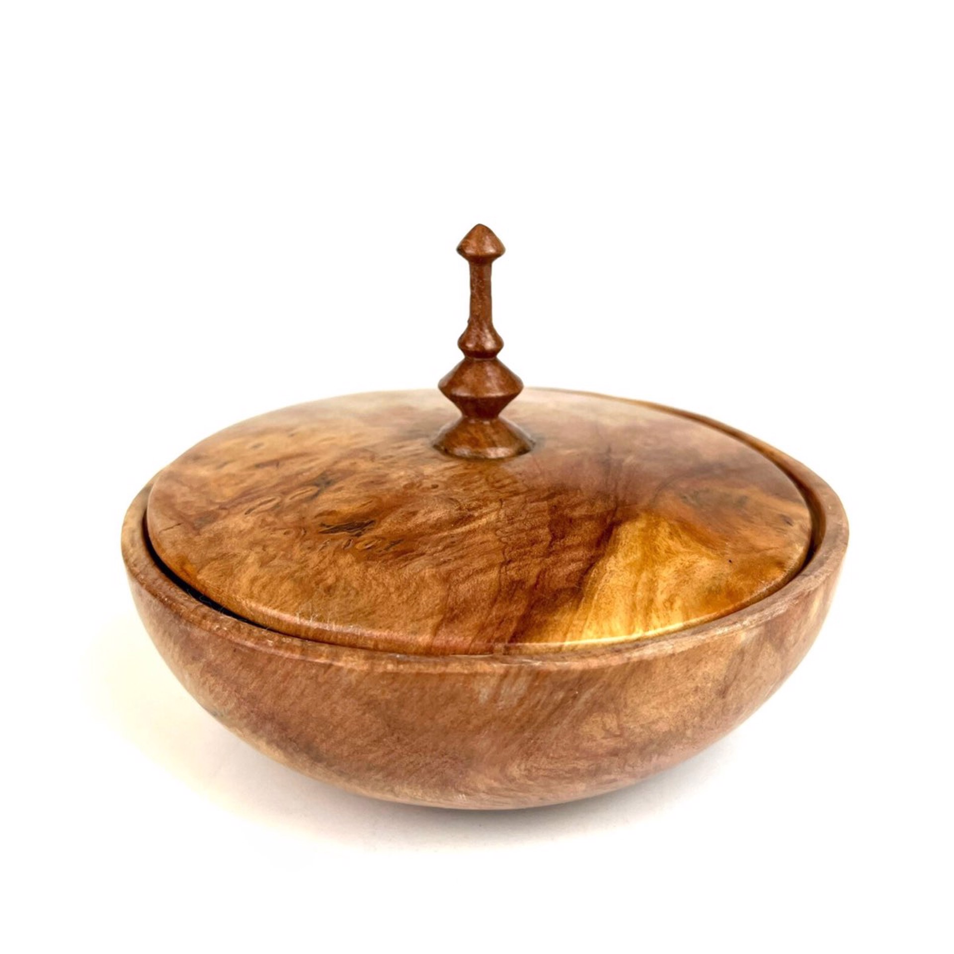 Red Wood Lidded Bowl by Don Moore