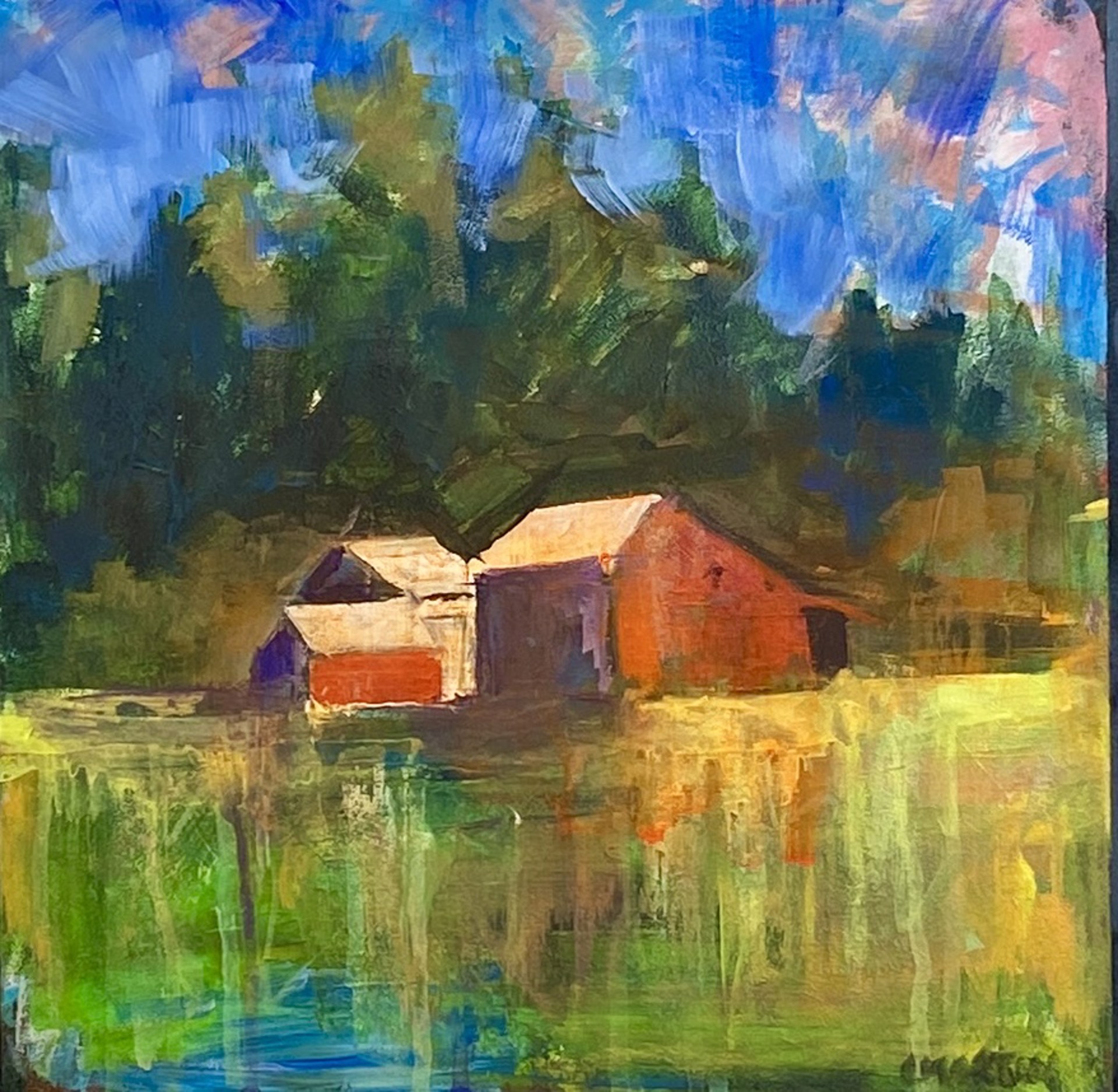 Red Barns In Winter by Catherine C. Martin