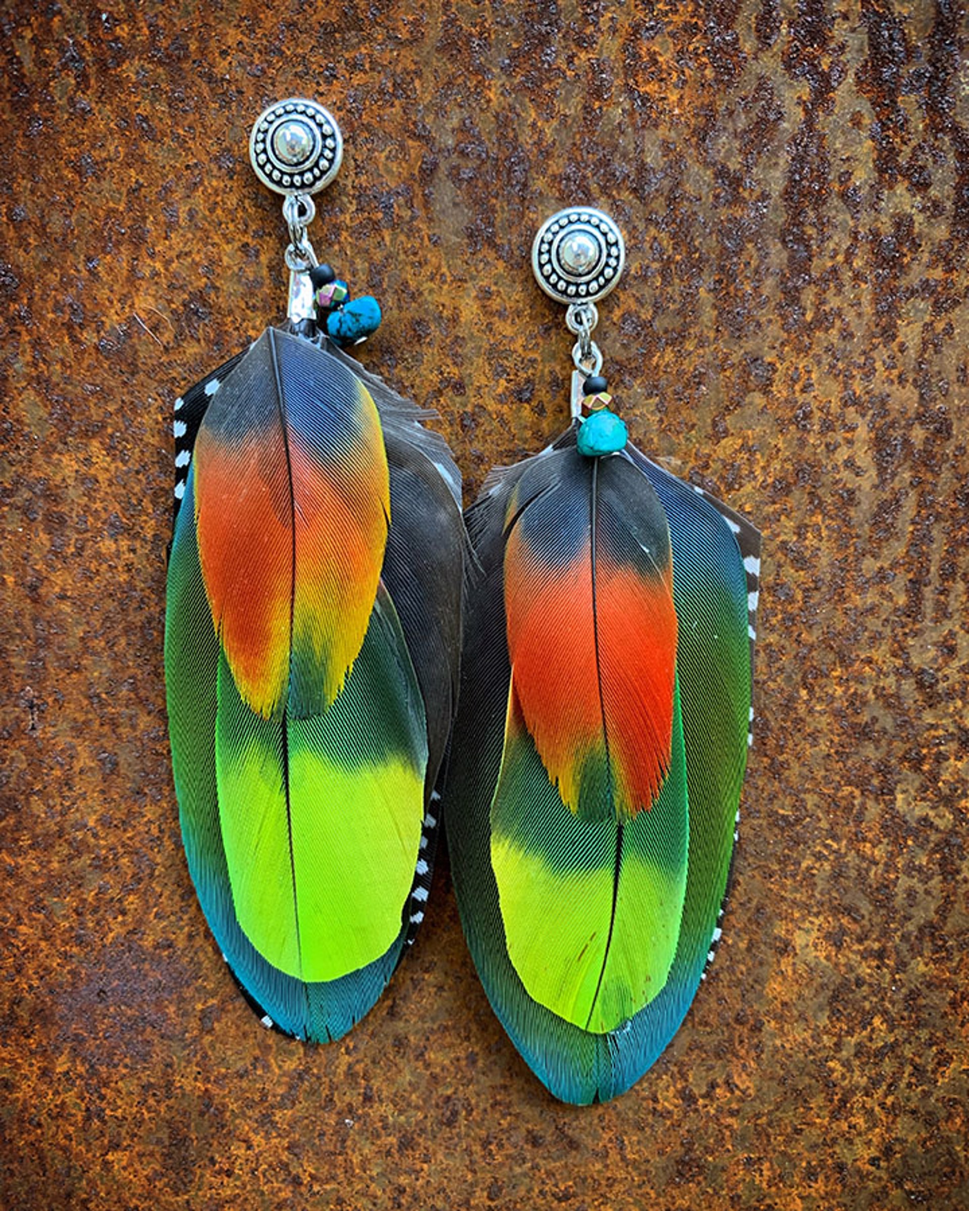 K656 Lime Green Parrot Earrings by Kelly Ormsby