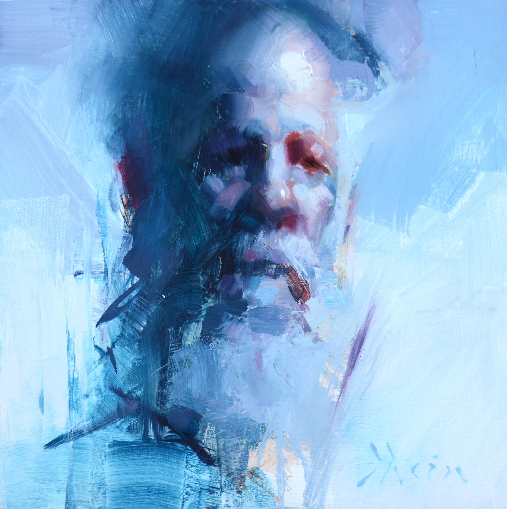 Portrait Sketch in Turquoise by Jacob Dhein