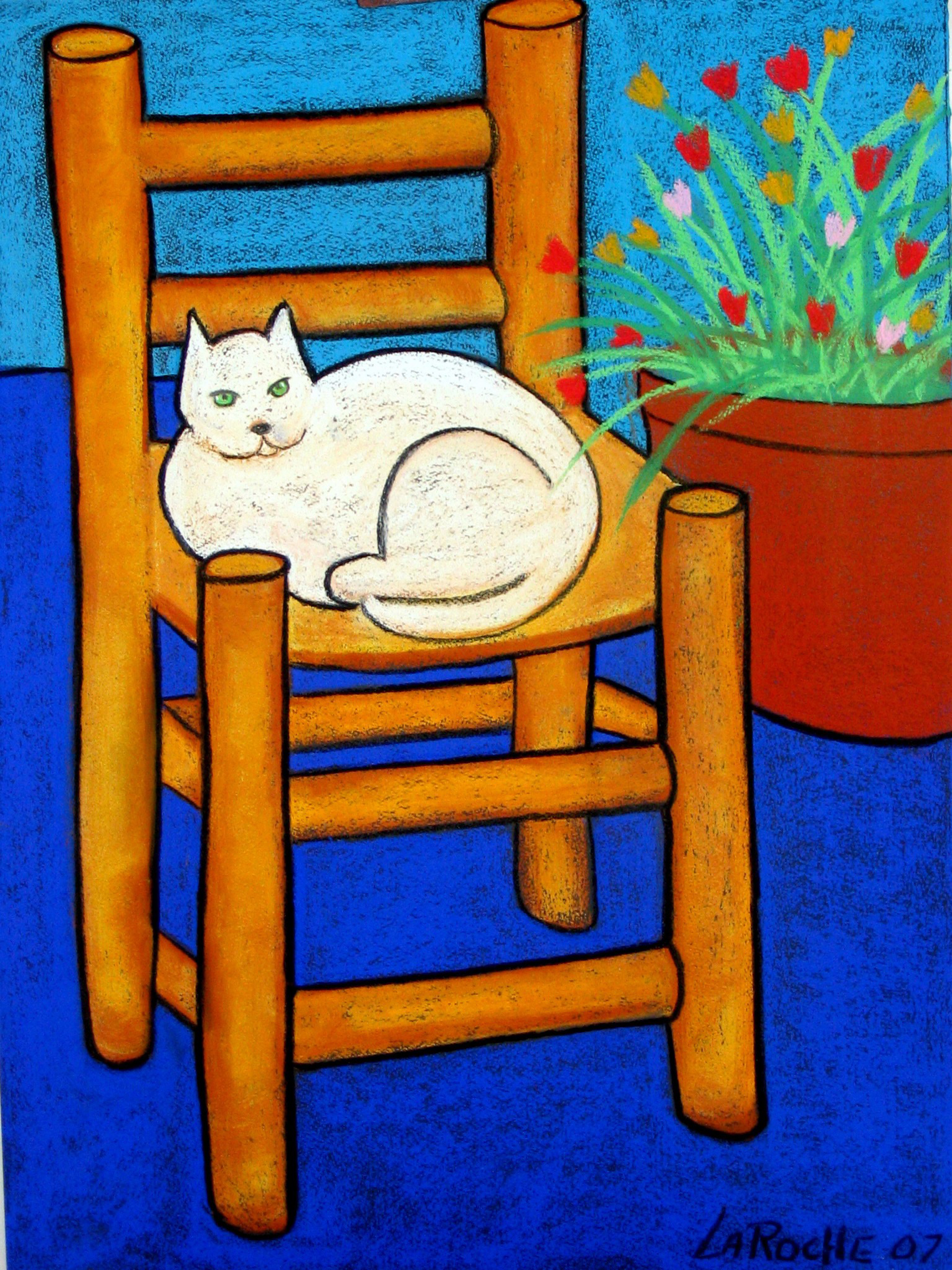 Cat on Chair - SOLD available for commission by Carole LaRoche