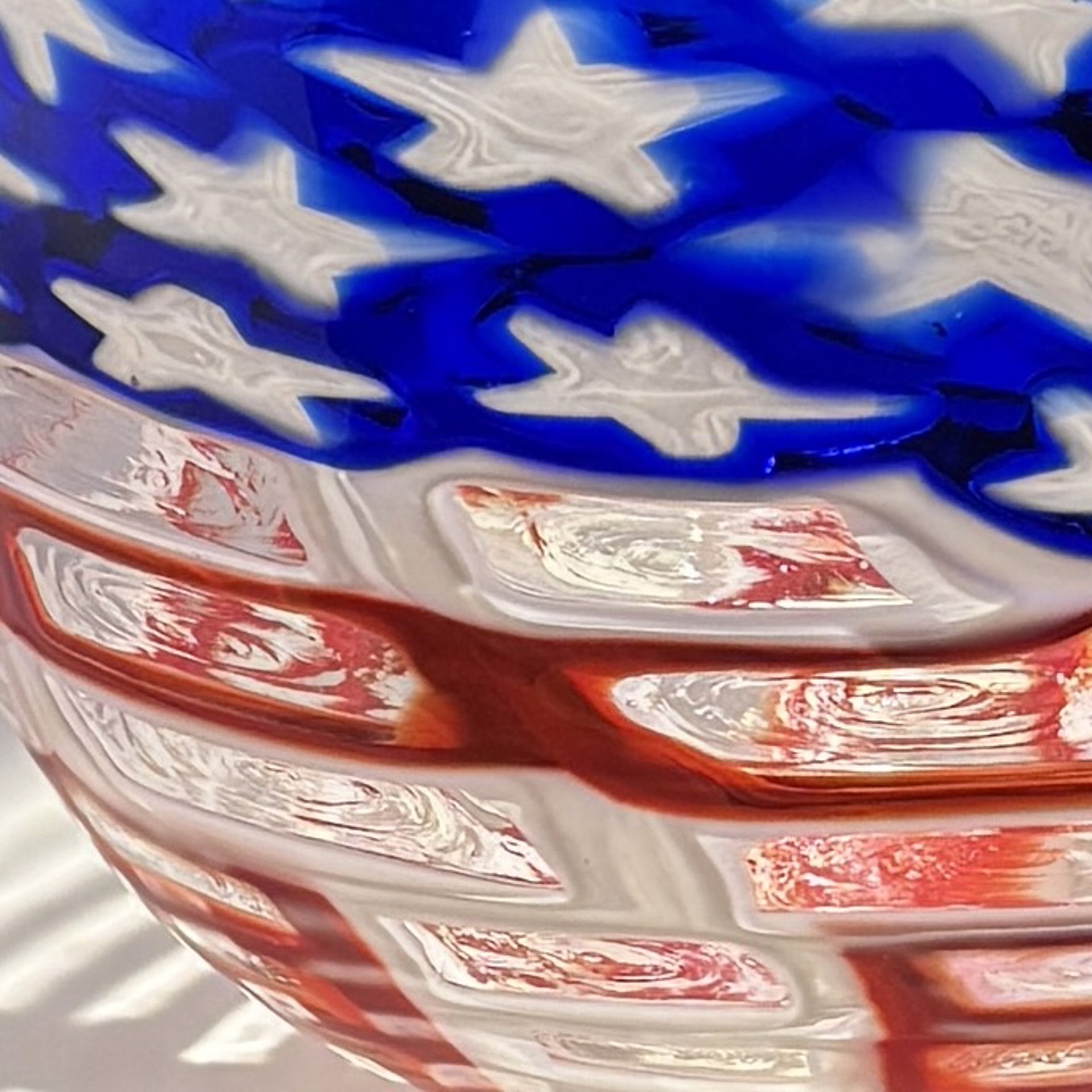 Footed Bowl Red, White, and Blue  JG23-3 by John Glass