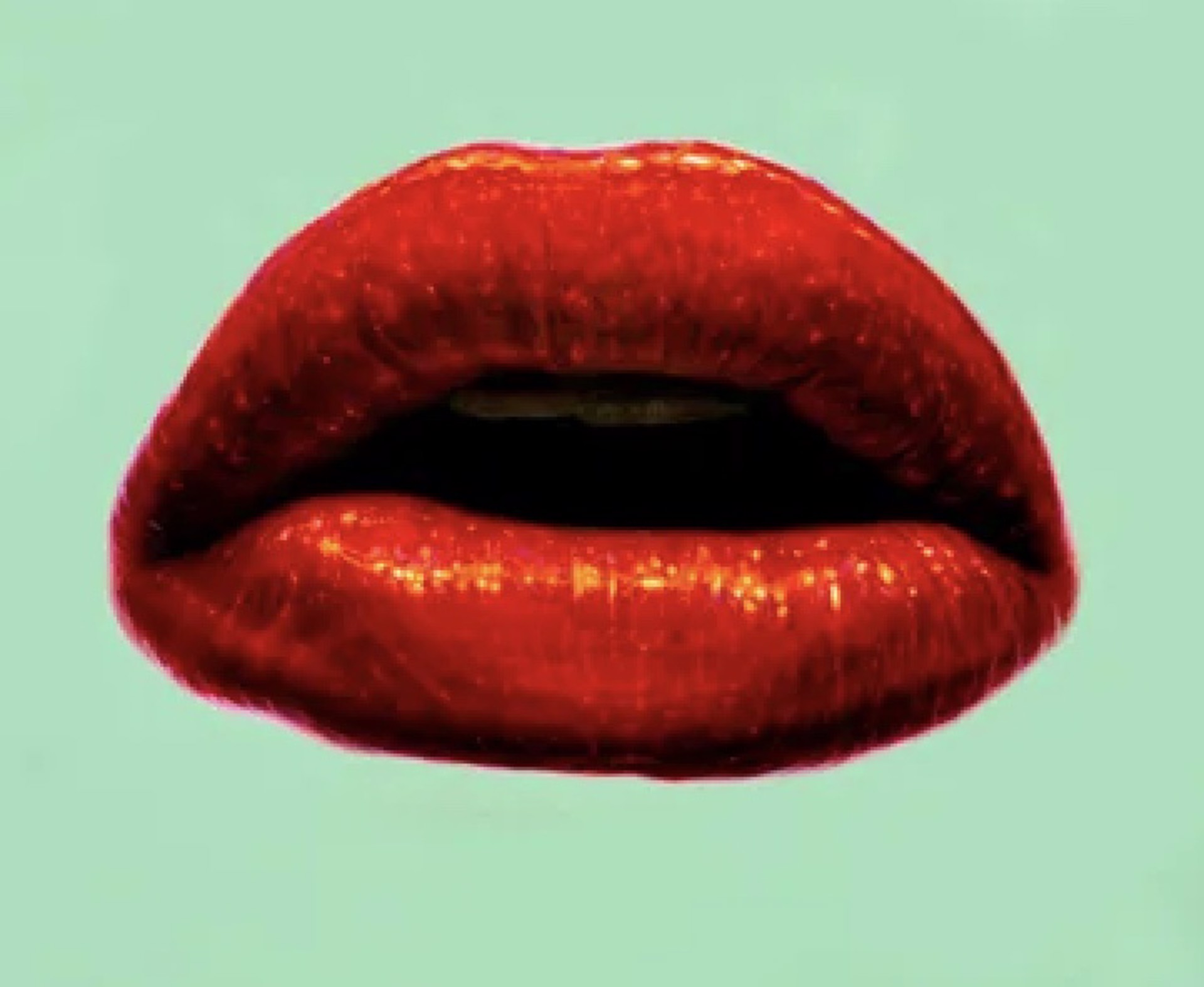 Untitled (Red lips with Green Background) by Elizabeth Winnel
