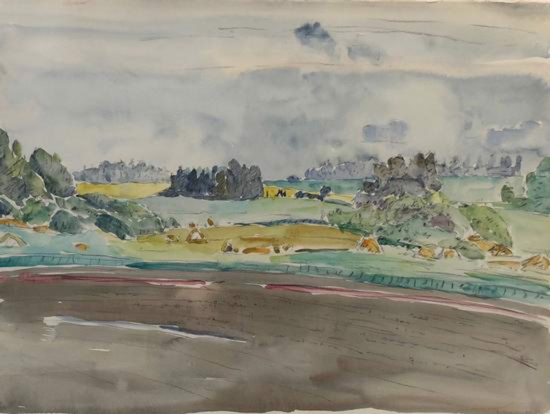 Fields in Rain by Dorothy Knowles (1927 - 2023)