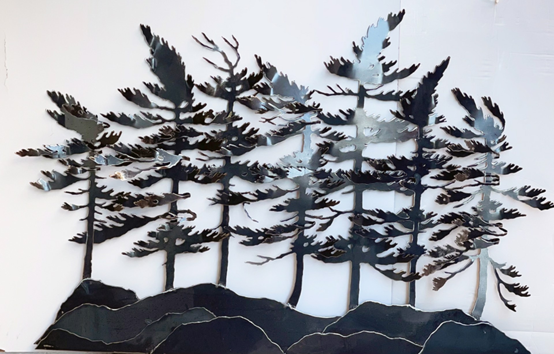 Seven Windswept Pine Wall Plaque by Cathy Mark