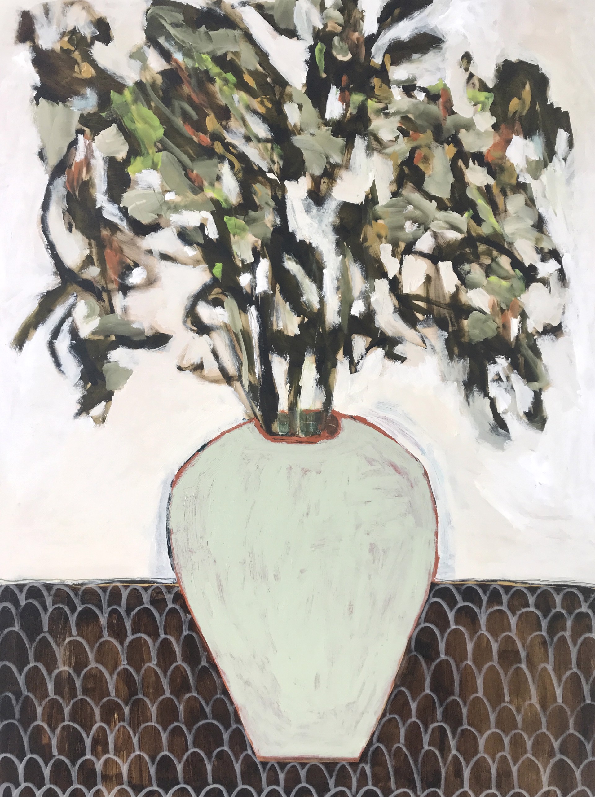 Wildflowers in Pale Green Vase by Rachael Van Dyke