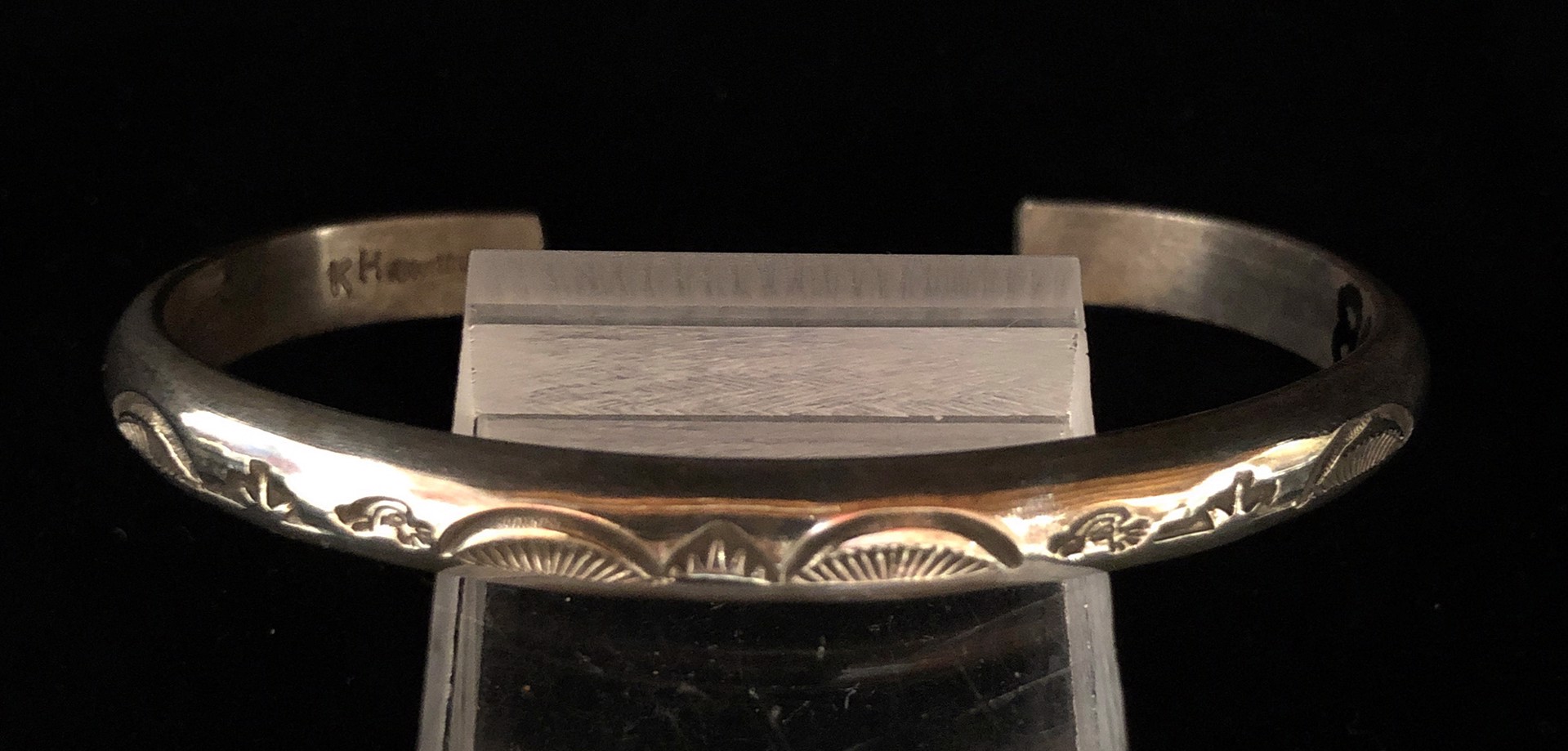 bracelet 9: Sterling Silver Navajo Stackable Thin Cuff Bracelet