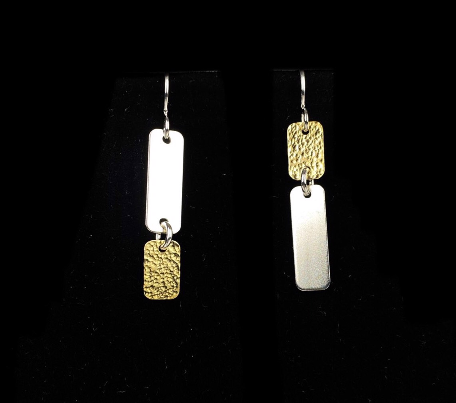Asymmetrical Vermeil and Silver Rectangle Earrings by Nichole Collins