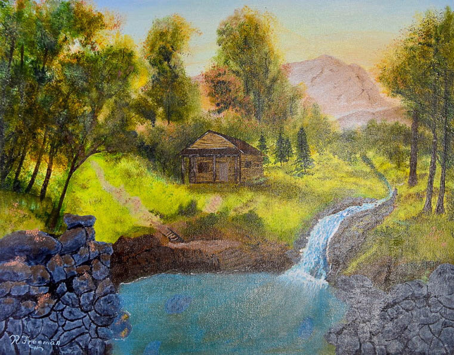 Cabin by the Pond by Robert Freeman