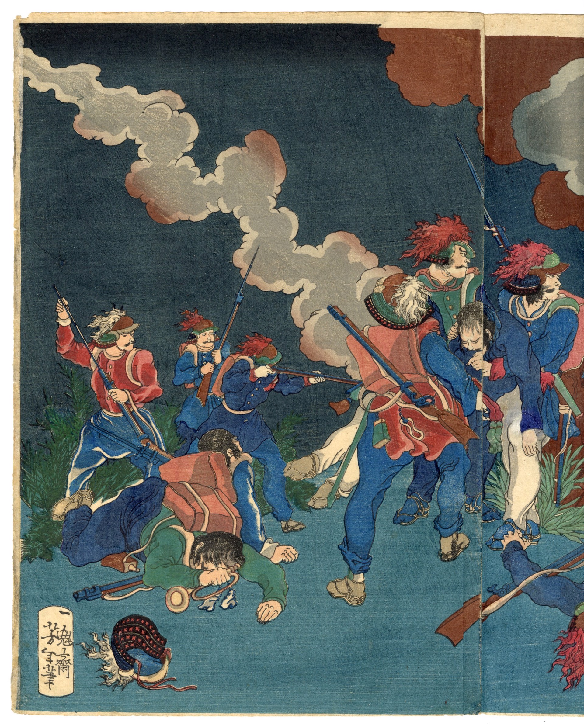 The Great Battle of the Ane River in the Taiheiki by Yoshitoshi