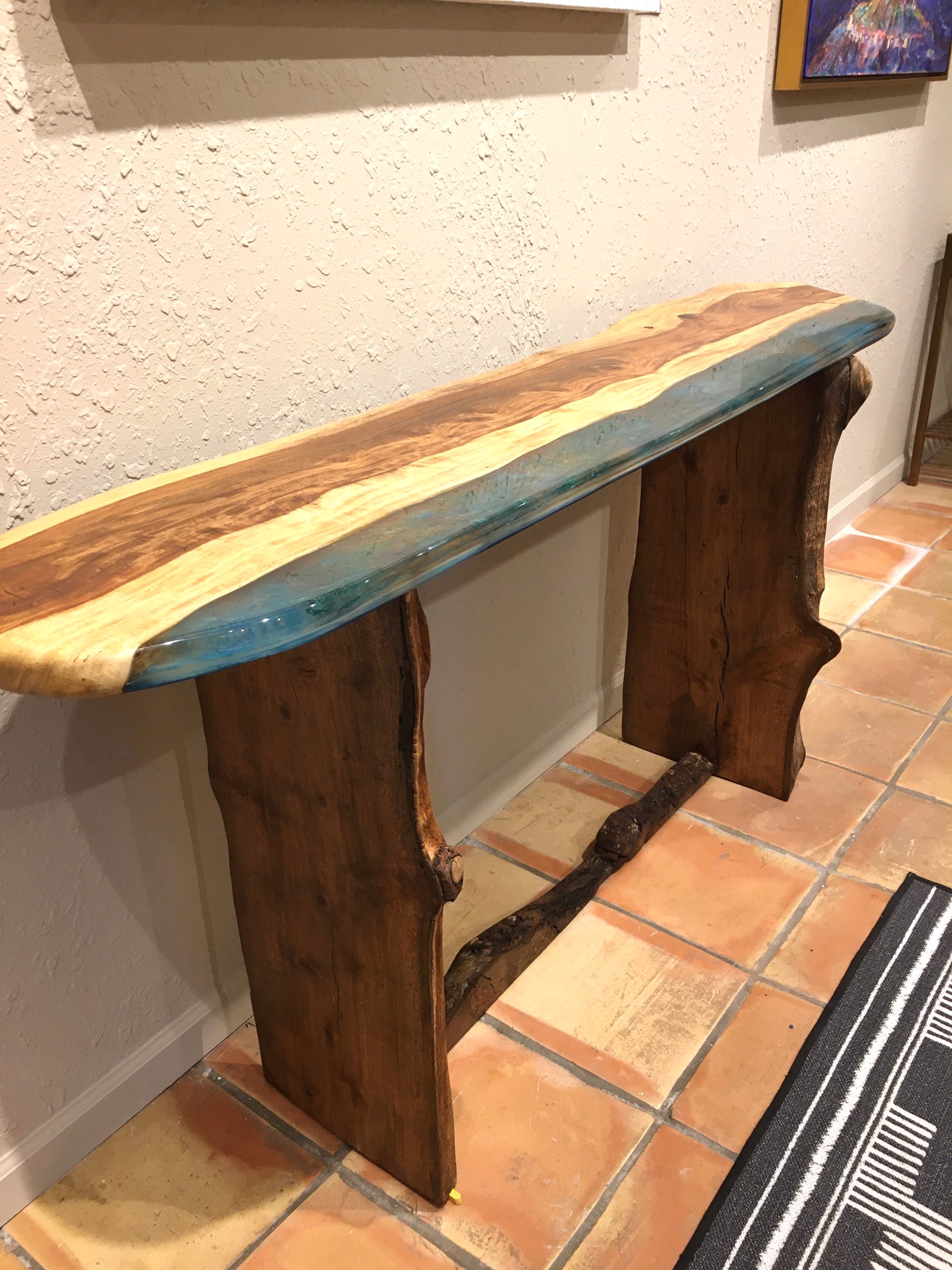 Indian Rosewood, Silky Oak & Resin Console Table by Kirk Allan