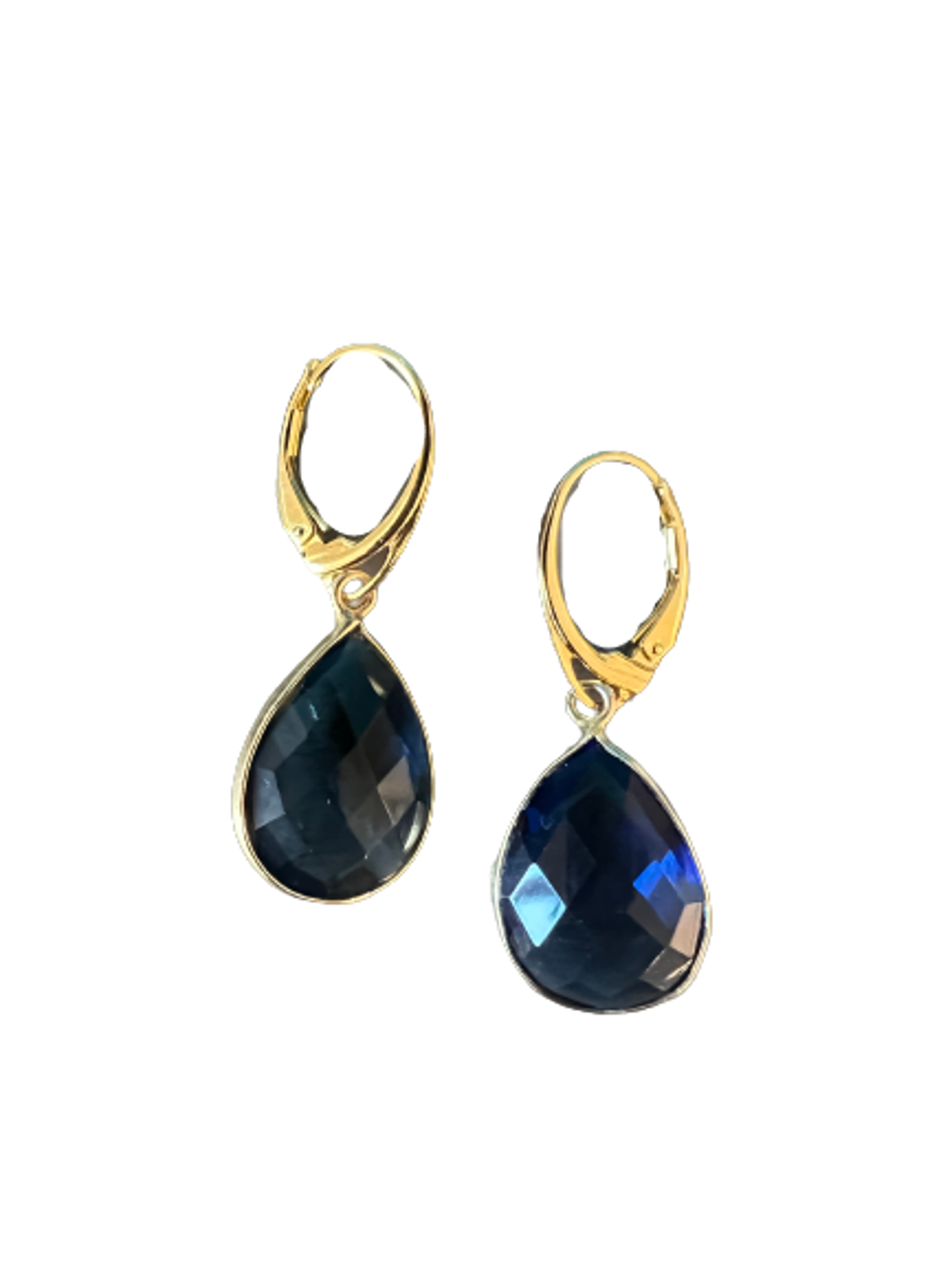 Gold Vermeil and London Blue Topaz Teardrop Earrings with Lever Backs by Karen Birchmier