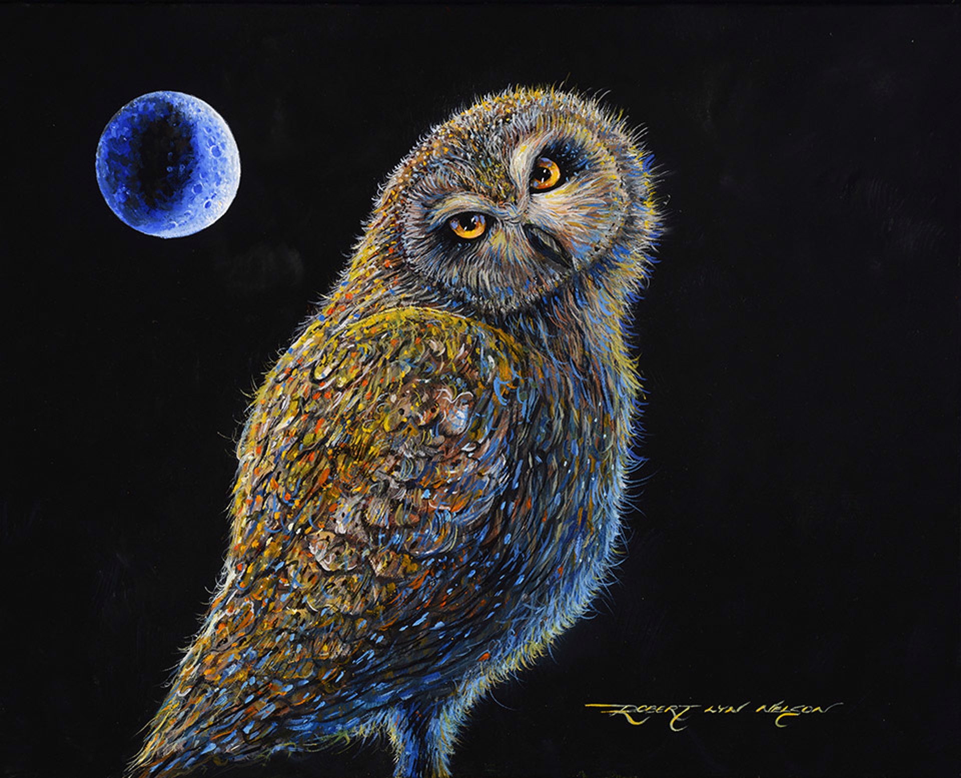 Thalo Moon - Owl by Robert Lyn Nelson