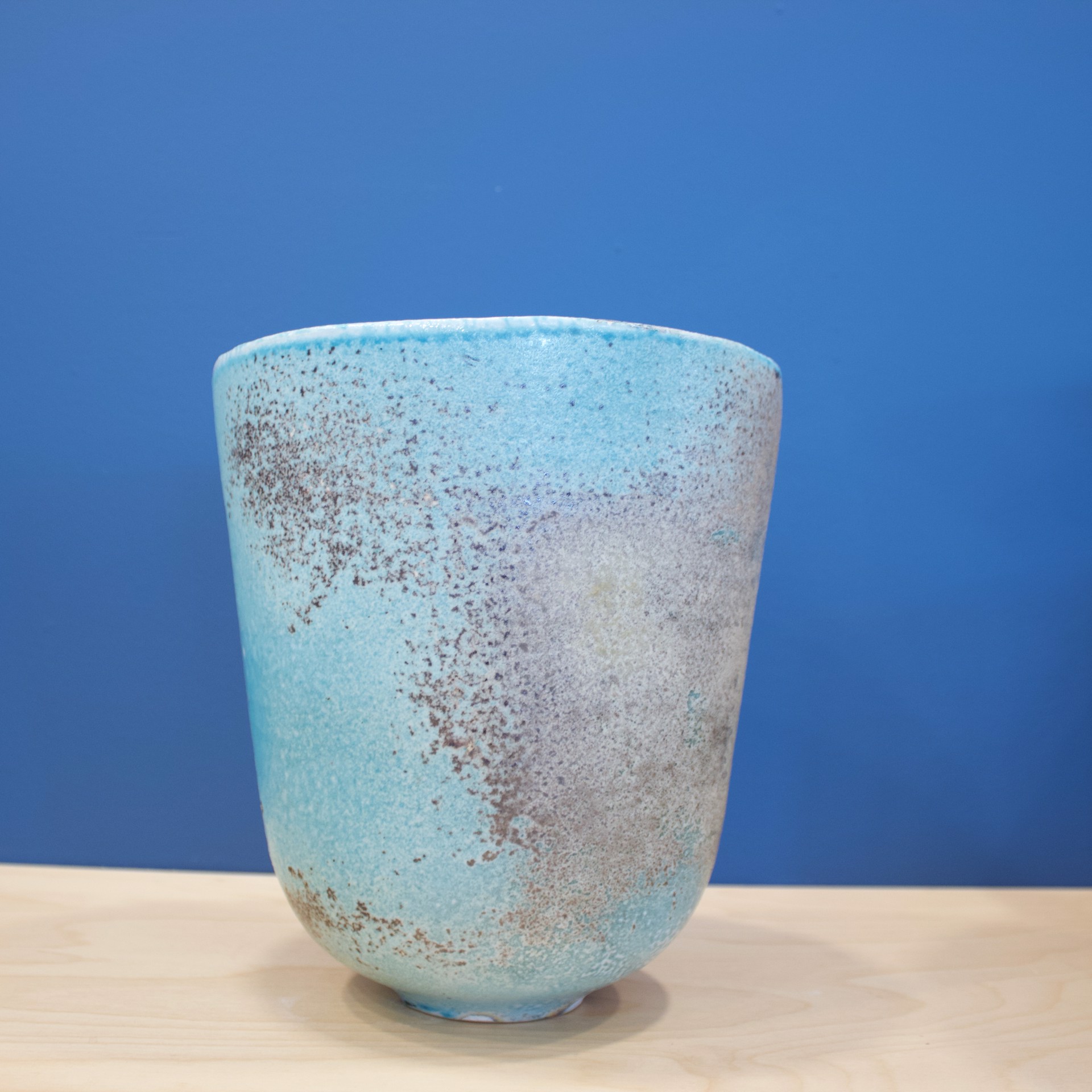 Tall Turquoise and Russet Conical Vessel by Jack Doherty