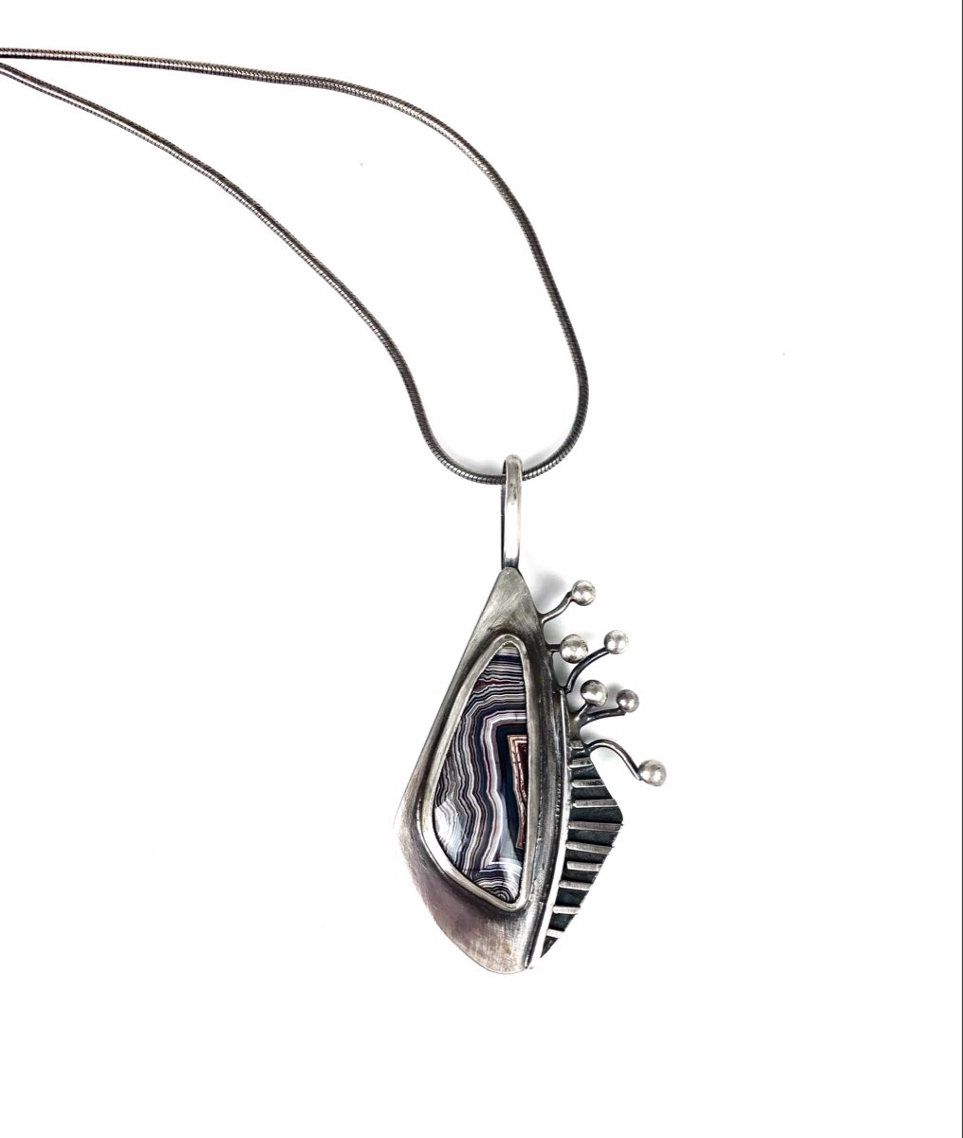 Mexican Agate and Sterling Silver Necklace by Anne Rob