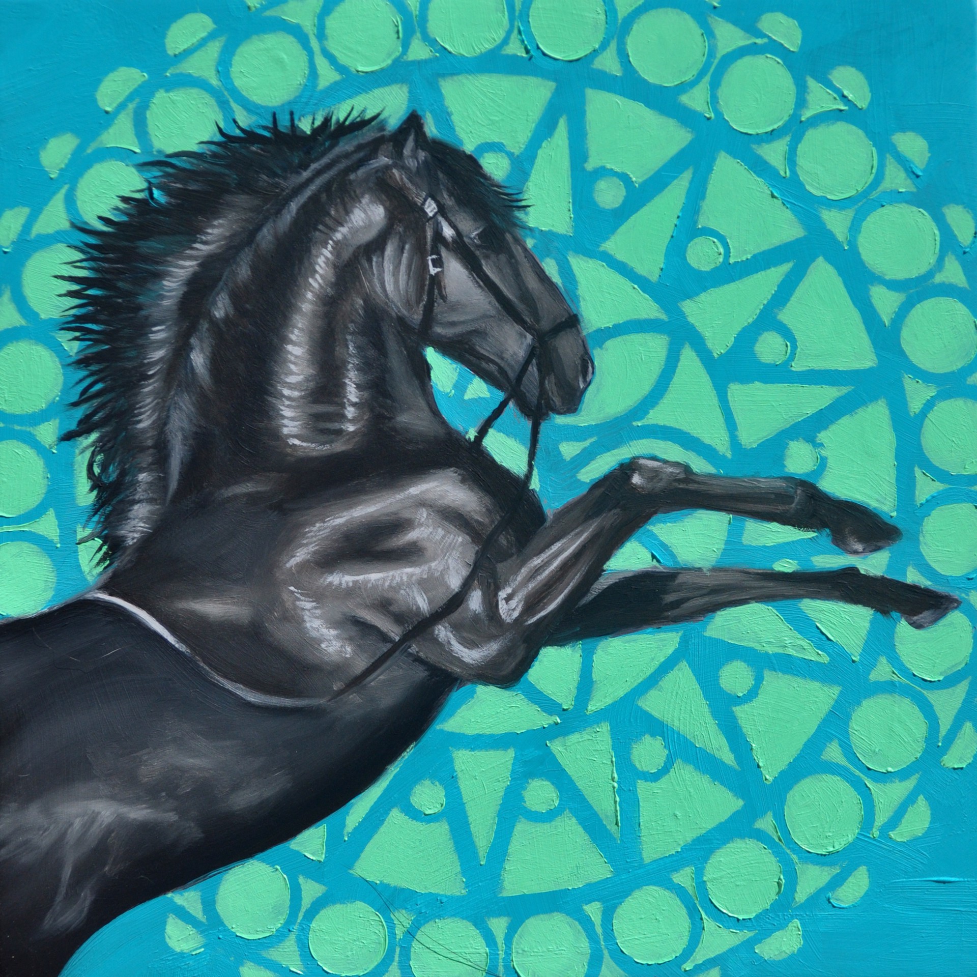 Black Horse with Mandala by Robin Hextrum