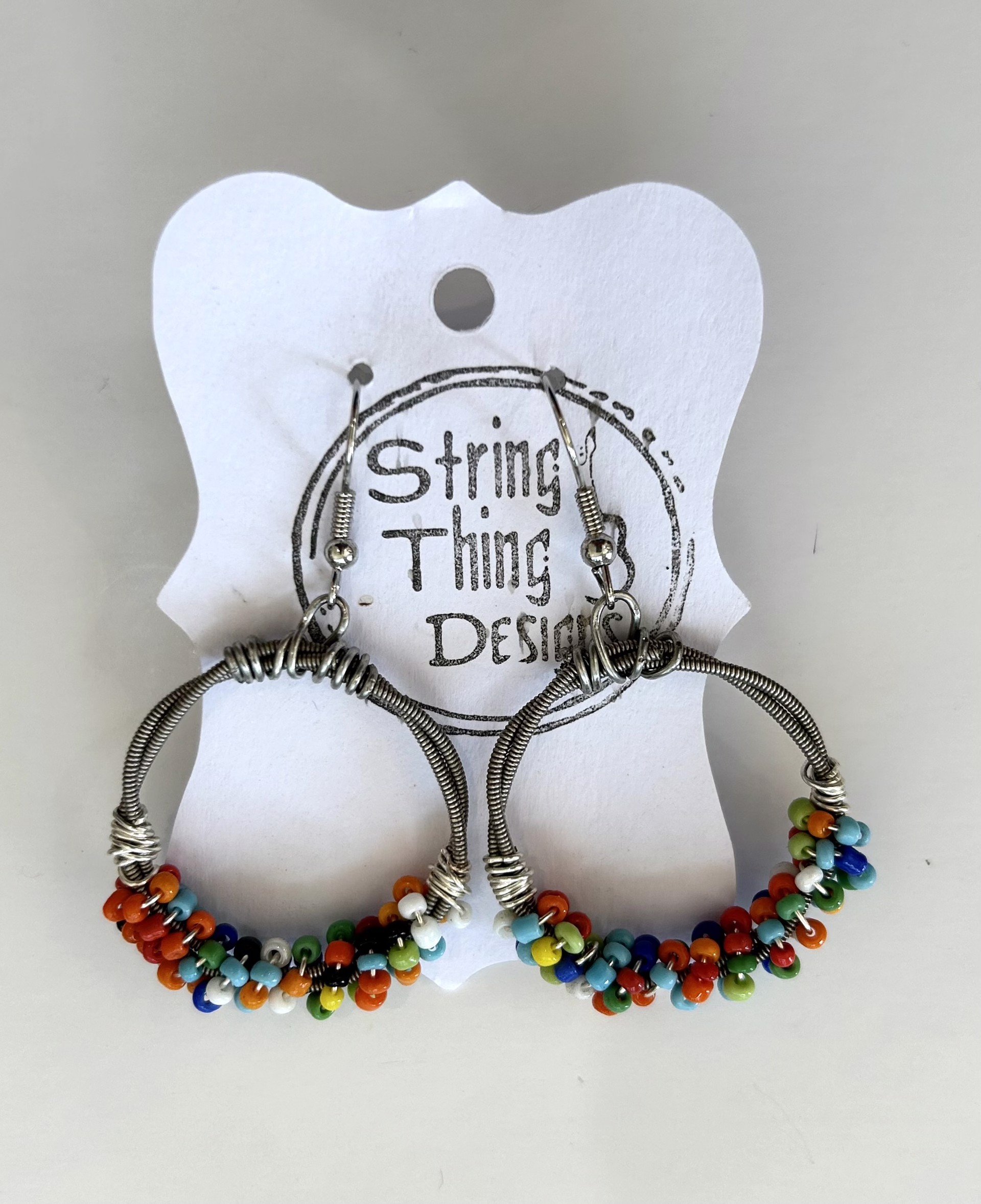 Guitar String Multi Mini Beads Earrings by String Thing Designs