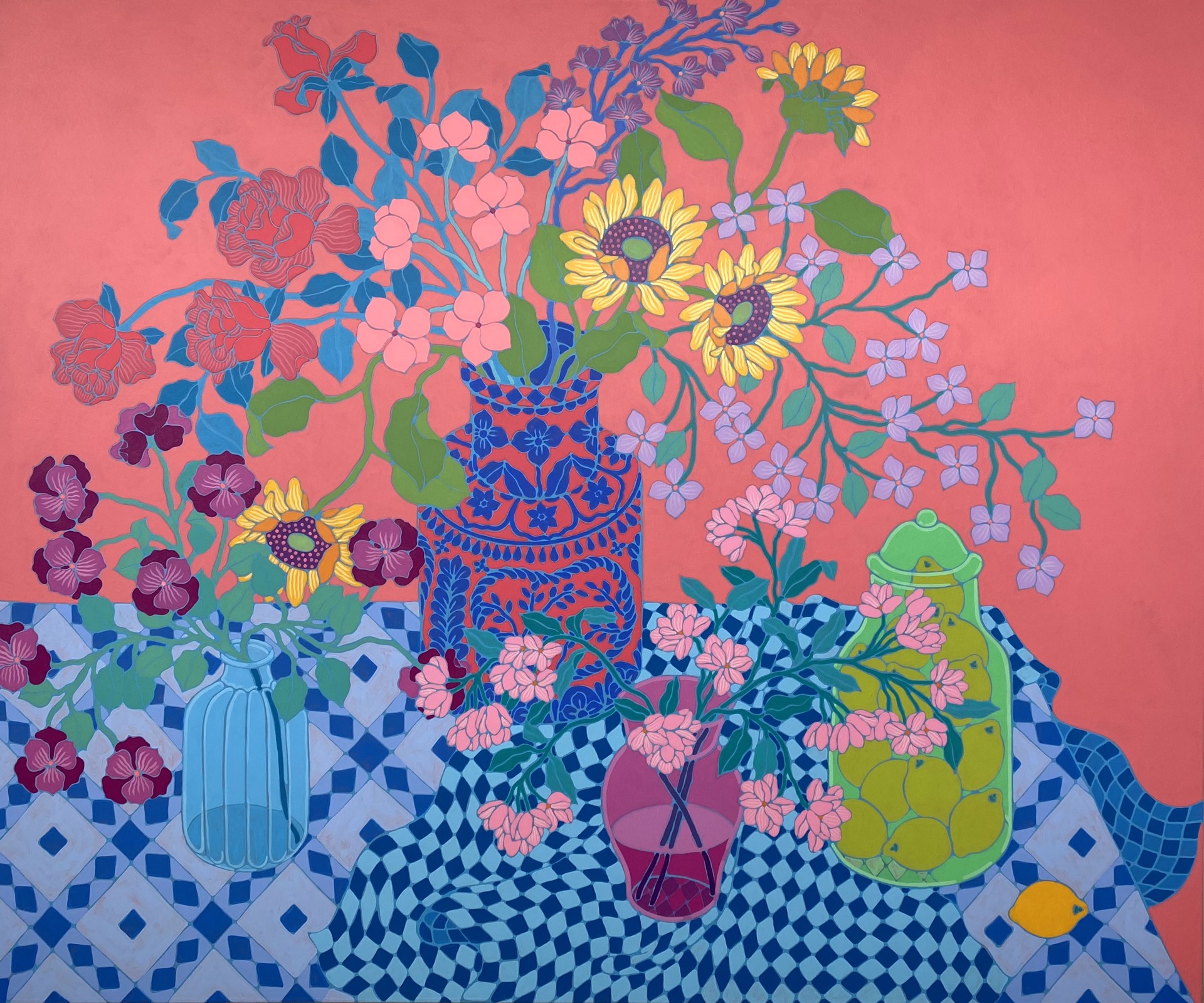Tiled Table with Jar of Lemons by Sarah Ingraham