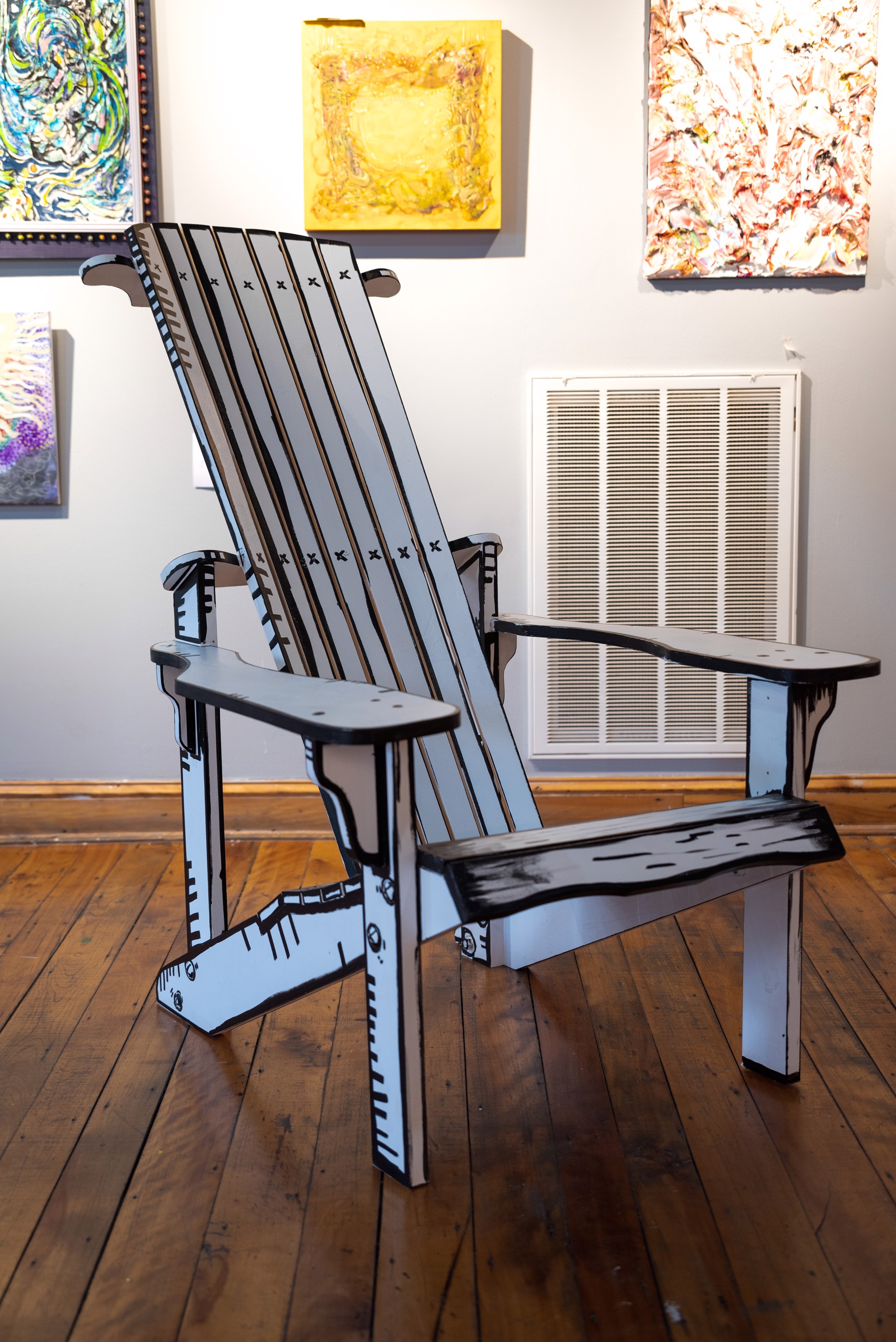 Hand-Painted Adirondack Chair, Black and White by EAC