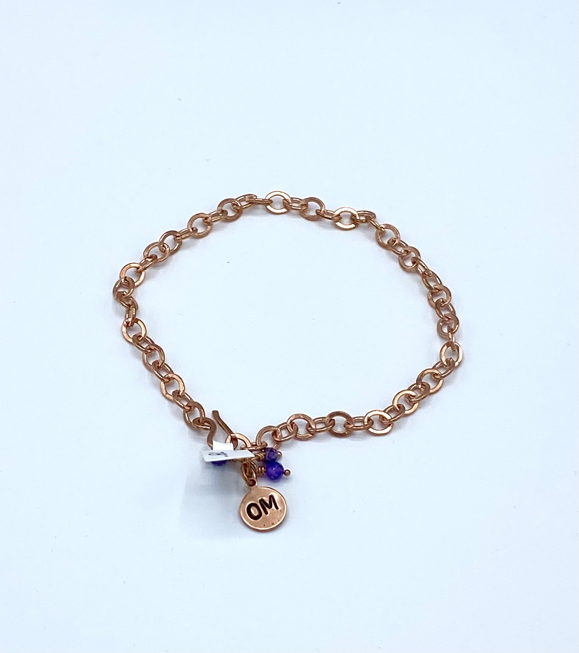 Solid Copper Anklet with Purple Zircon Bracelet by Emelie Hebert