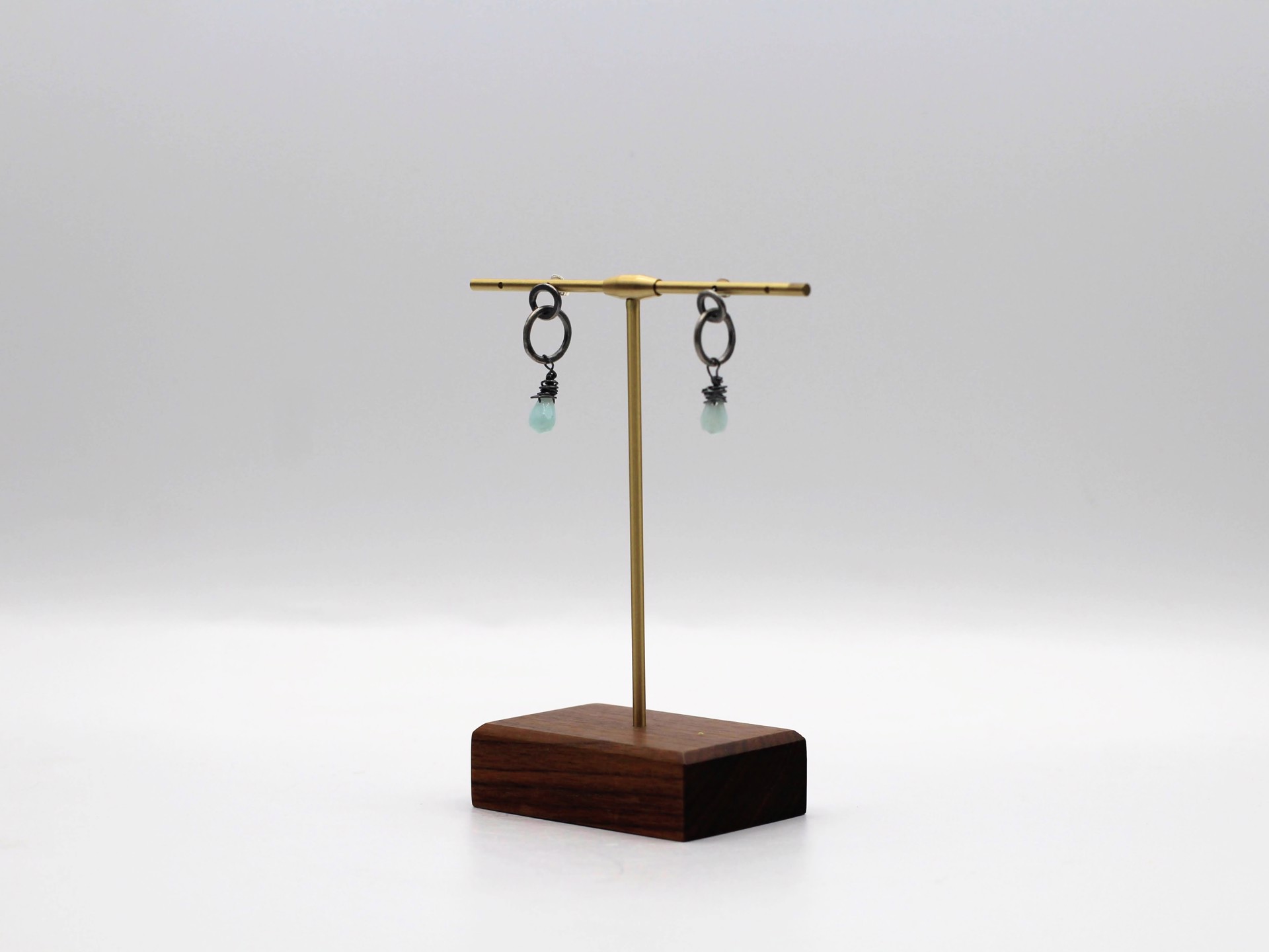 Forged Hoops Studs with Amazonite by Beth Aimee