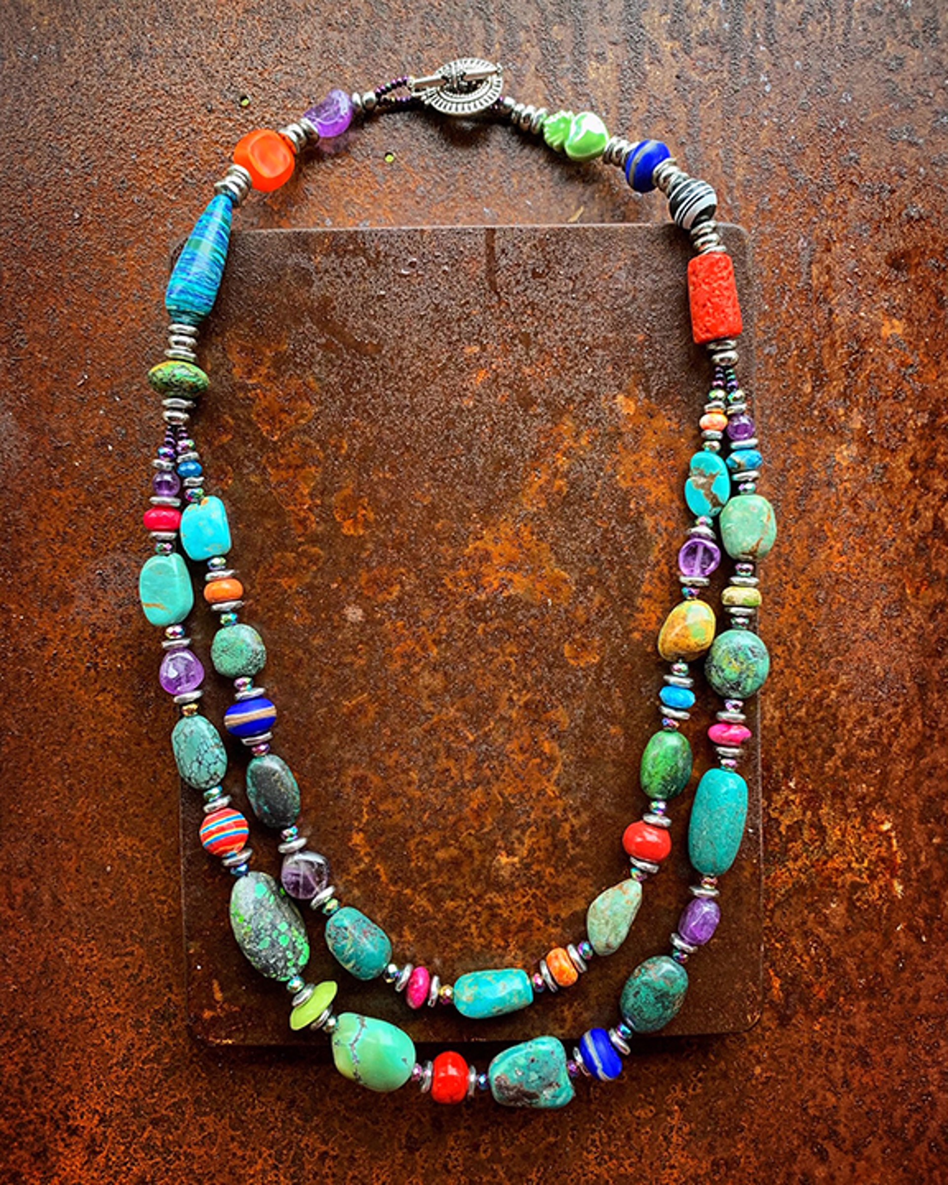 K735 Double Strand Turquoise Necklace by Kelly Ormsby