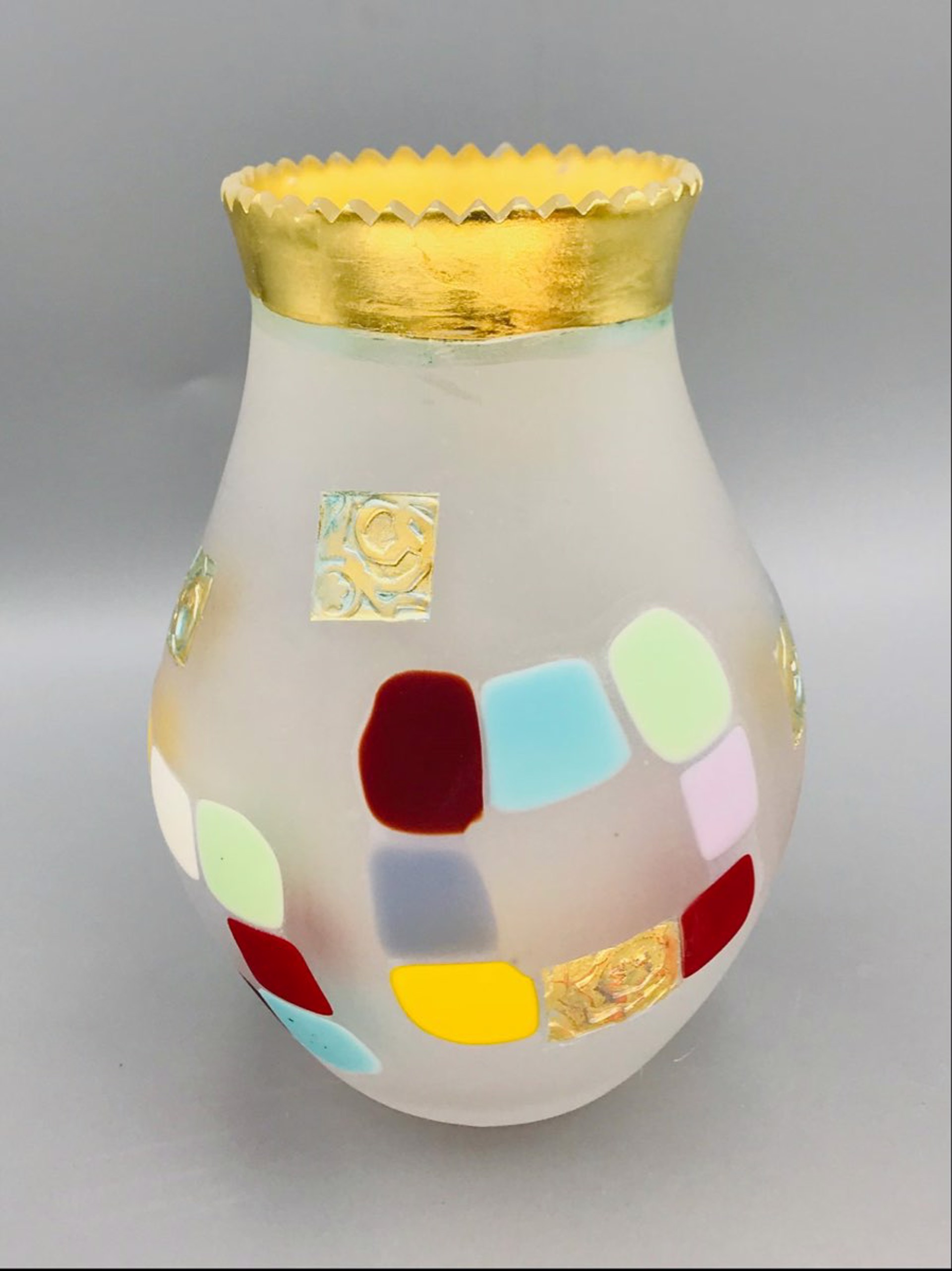 Vase with Gold & Colors 3 by Rene Culler