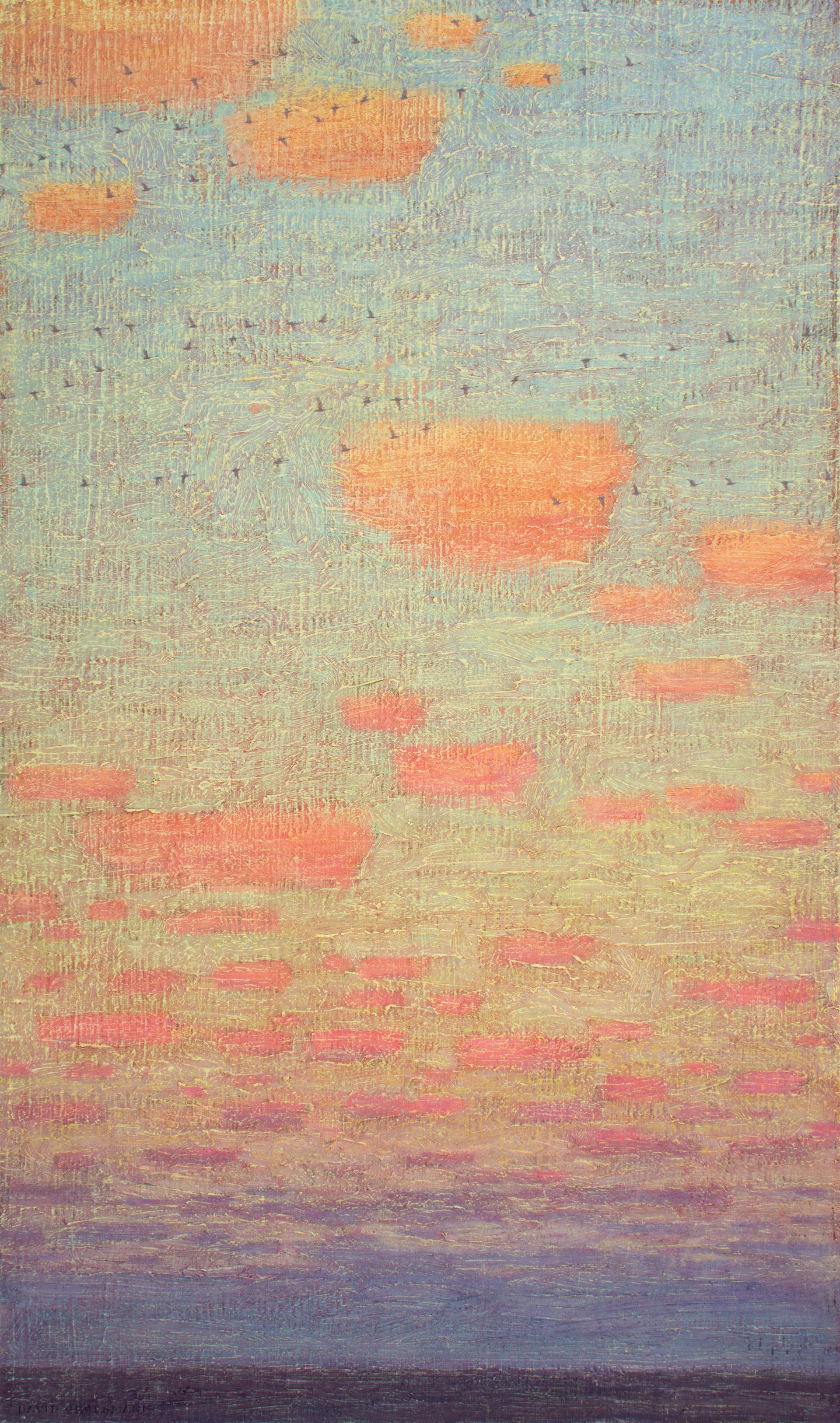Sunset Clouds with Strands of Geese by David Grossmann