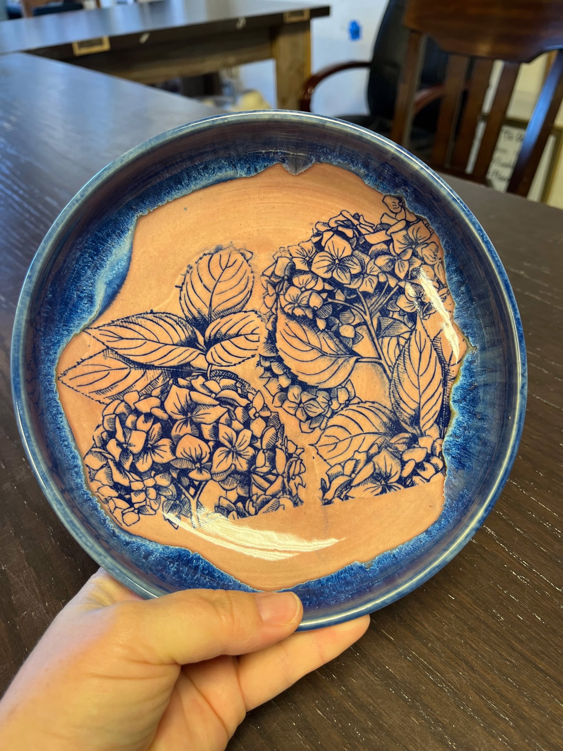 Pink & Blue Hydrangea Bowl by Katy Nickell