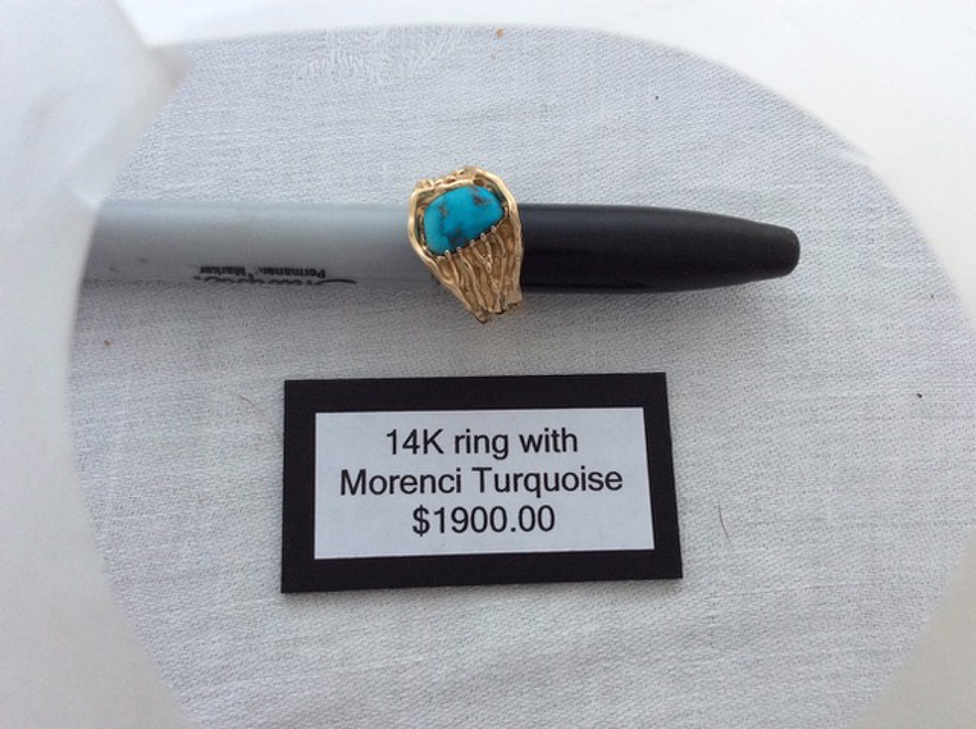 BKN 504 - Ring, 14K Gold with Morenci Turquoise by Ken and Barbara Newman