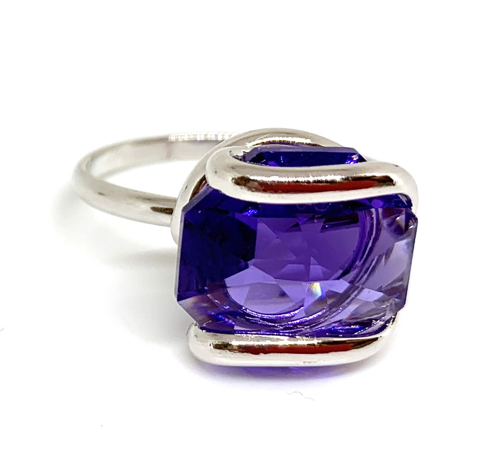 Purple Swarovski Crystal Ring - Handmade & Triple Rhodium Plated by Monique Touber