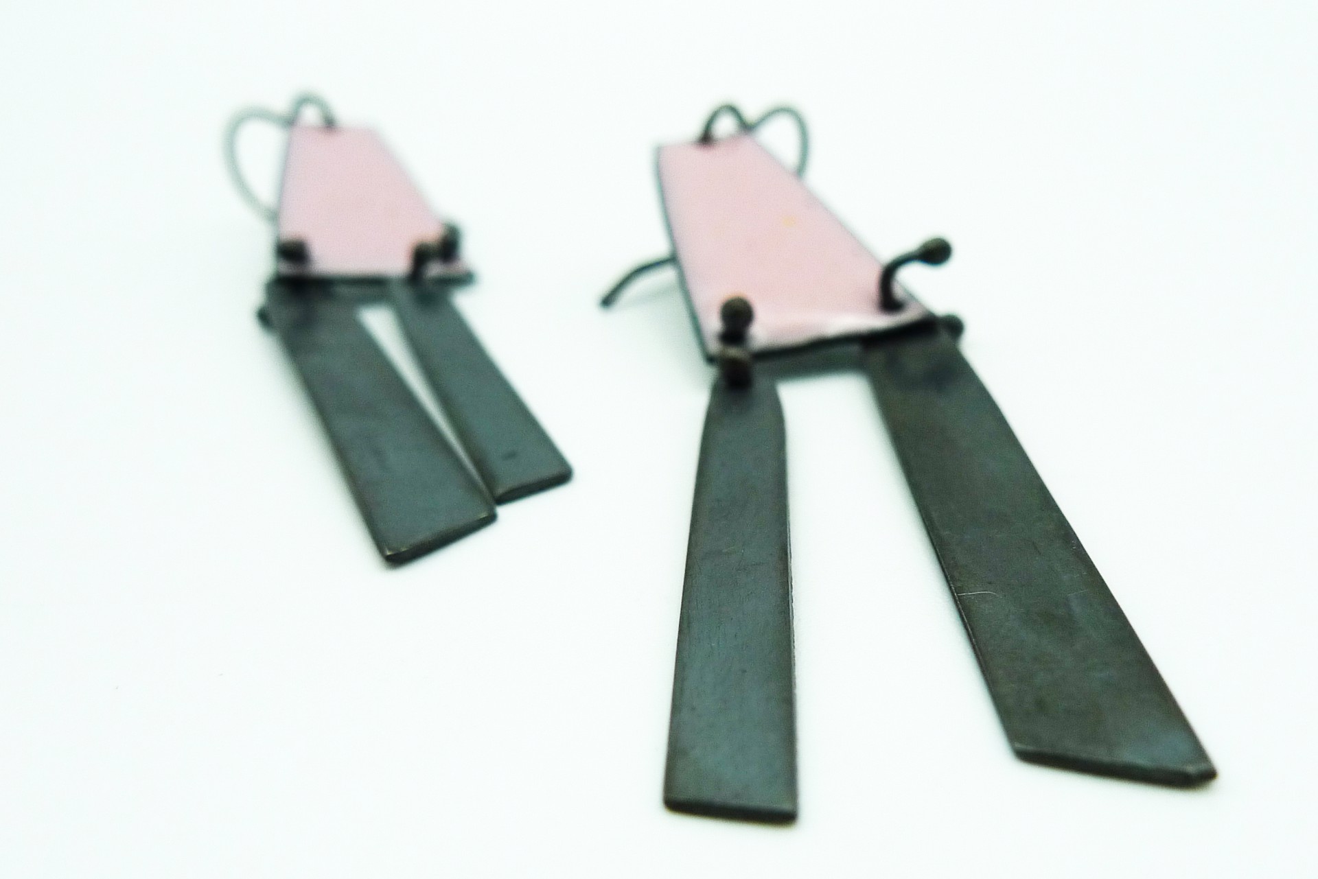 Pink/Oxidized Dangle Earrings by Lauren Markley
