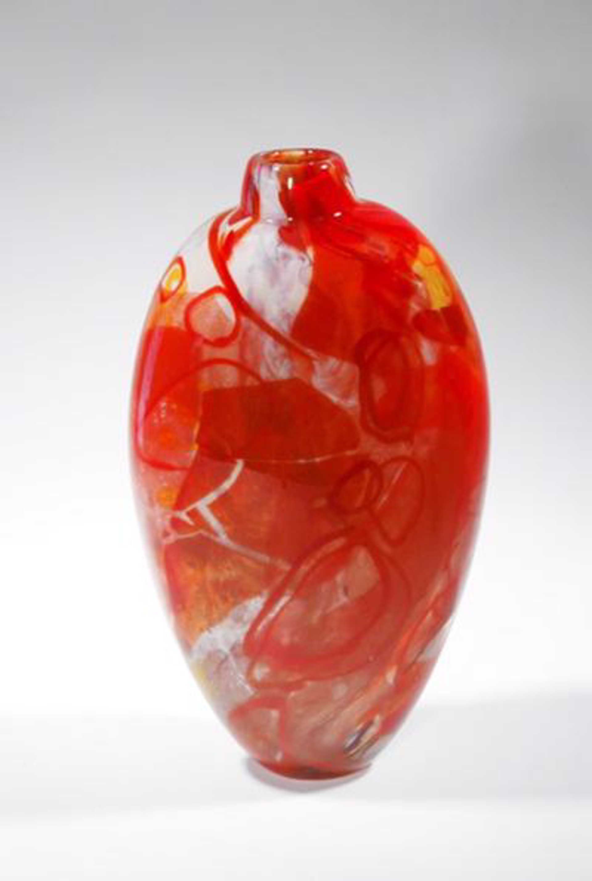 Shard Vase - Bottle Form Red with Red 'O's by Susan Rankin