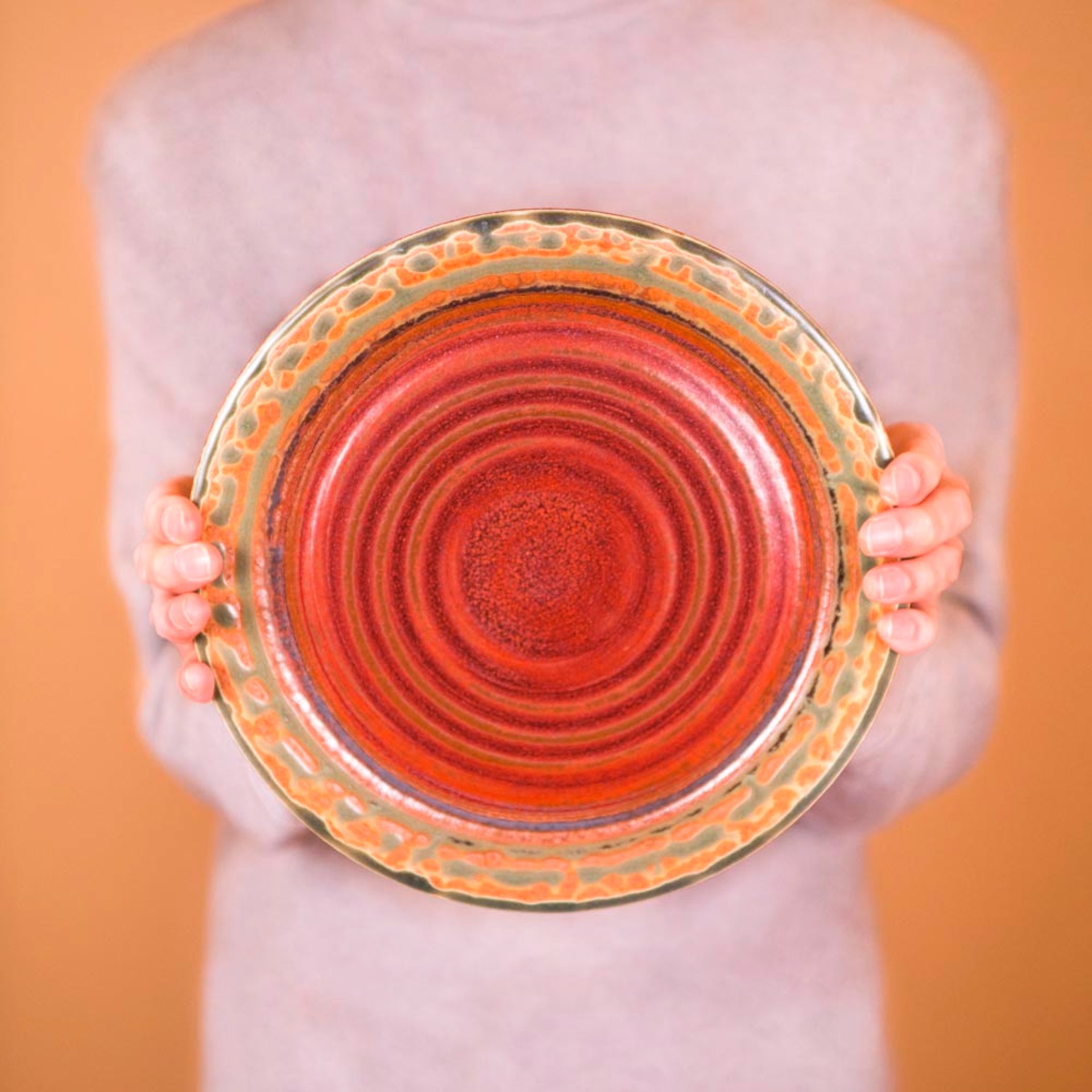 Rustic Red Dishes Set for 12 by Paul and Yael Borian
