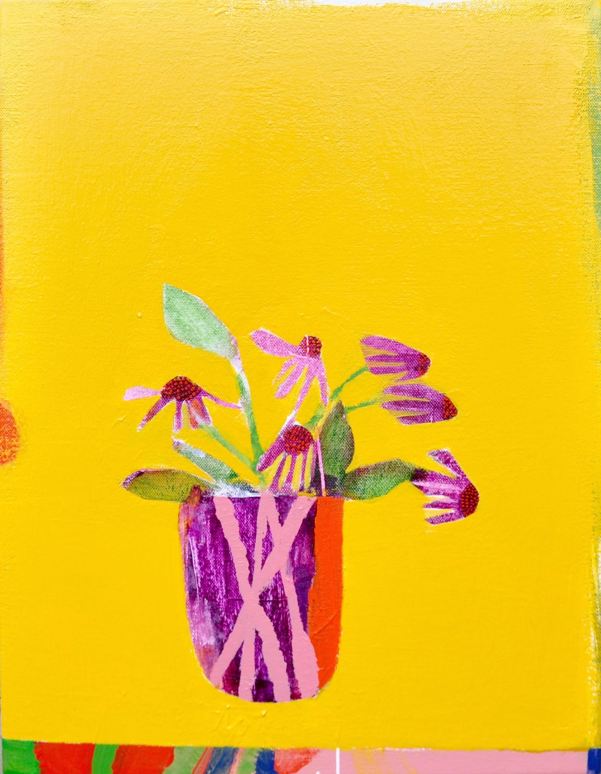 Coneflowers on Yellow by Wendeline Matson