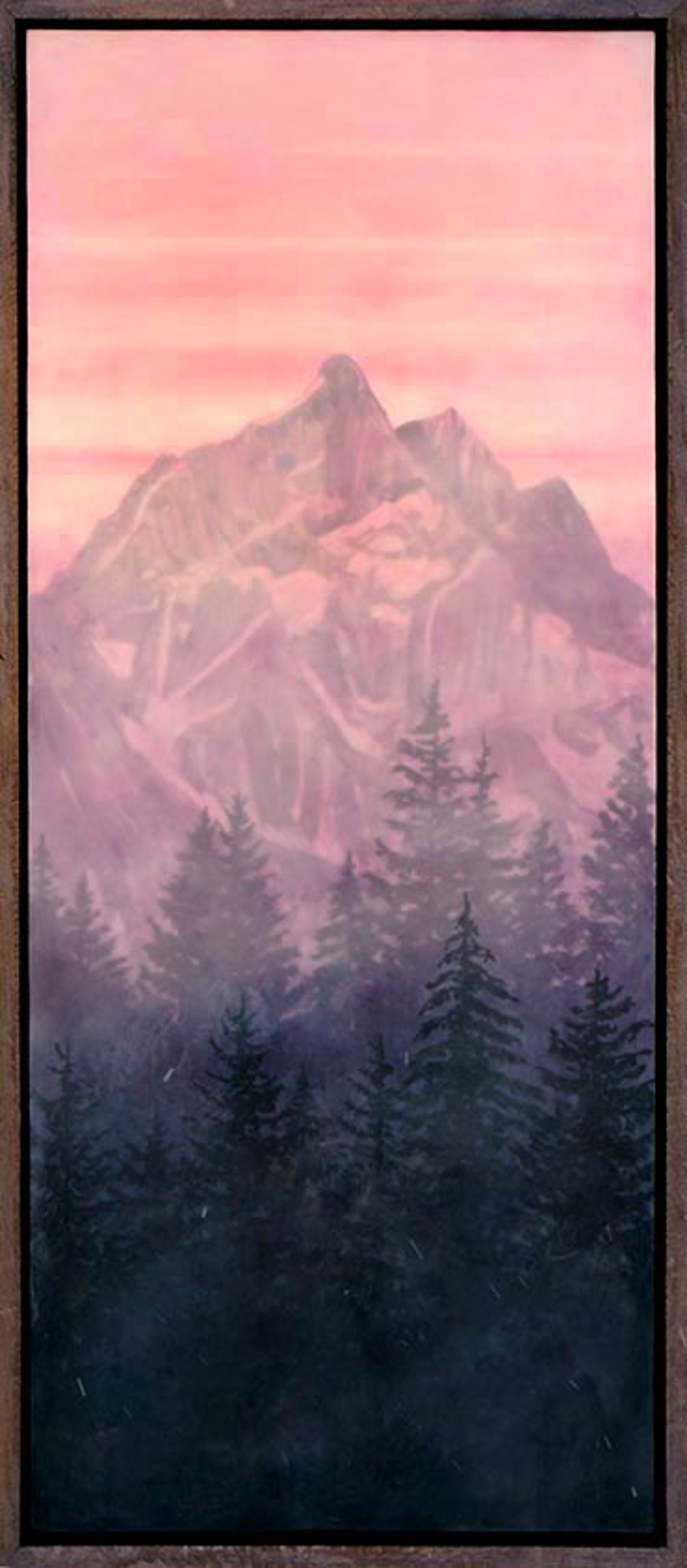 Original Encaustic Painting By Bridgette Meinhold Of The Grand Teton In A Pink Hue Light Of The Morning