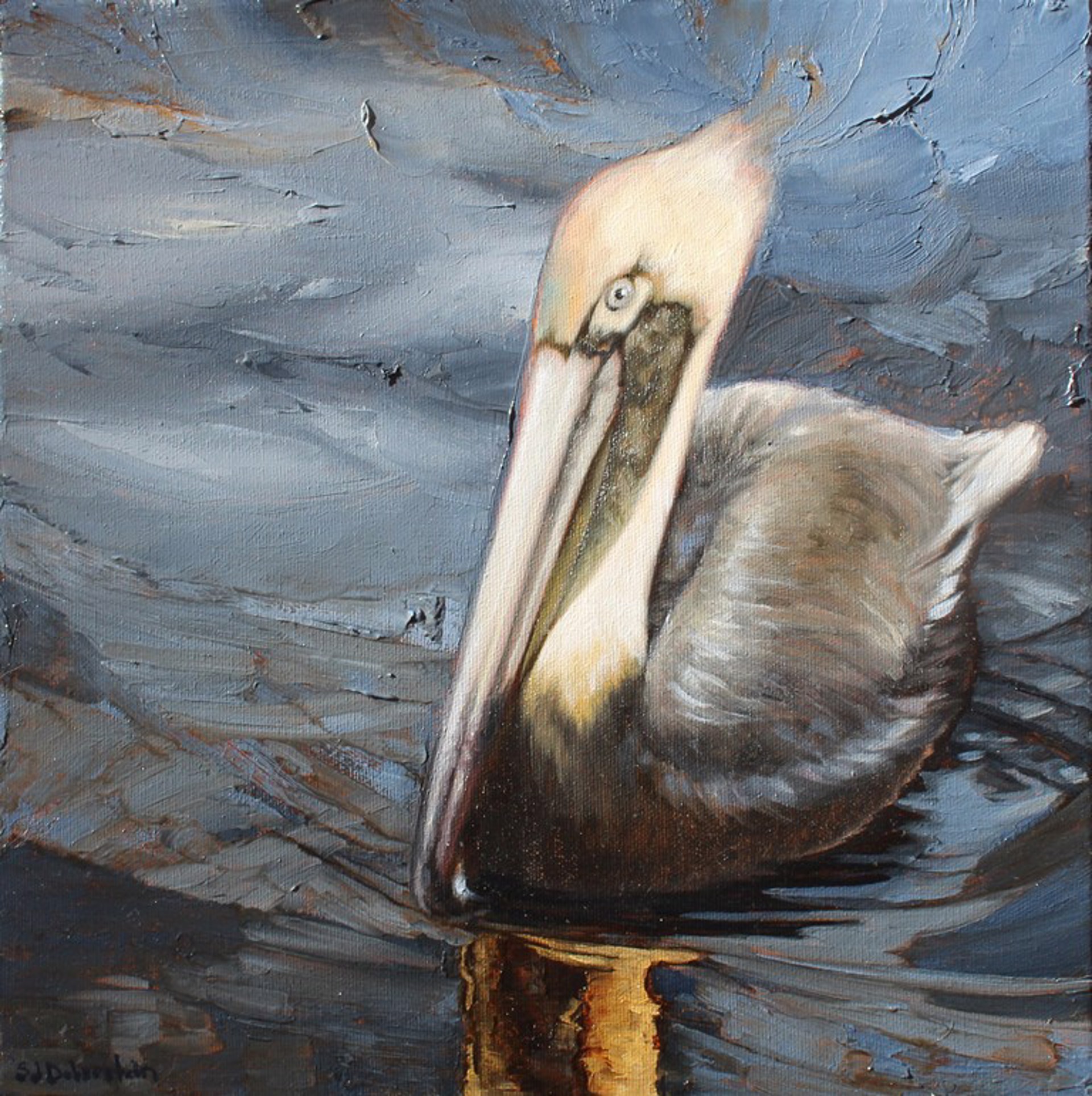 "Pelican Paradise" original oil painting by Sara Jane Doberstein
