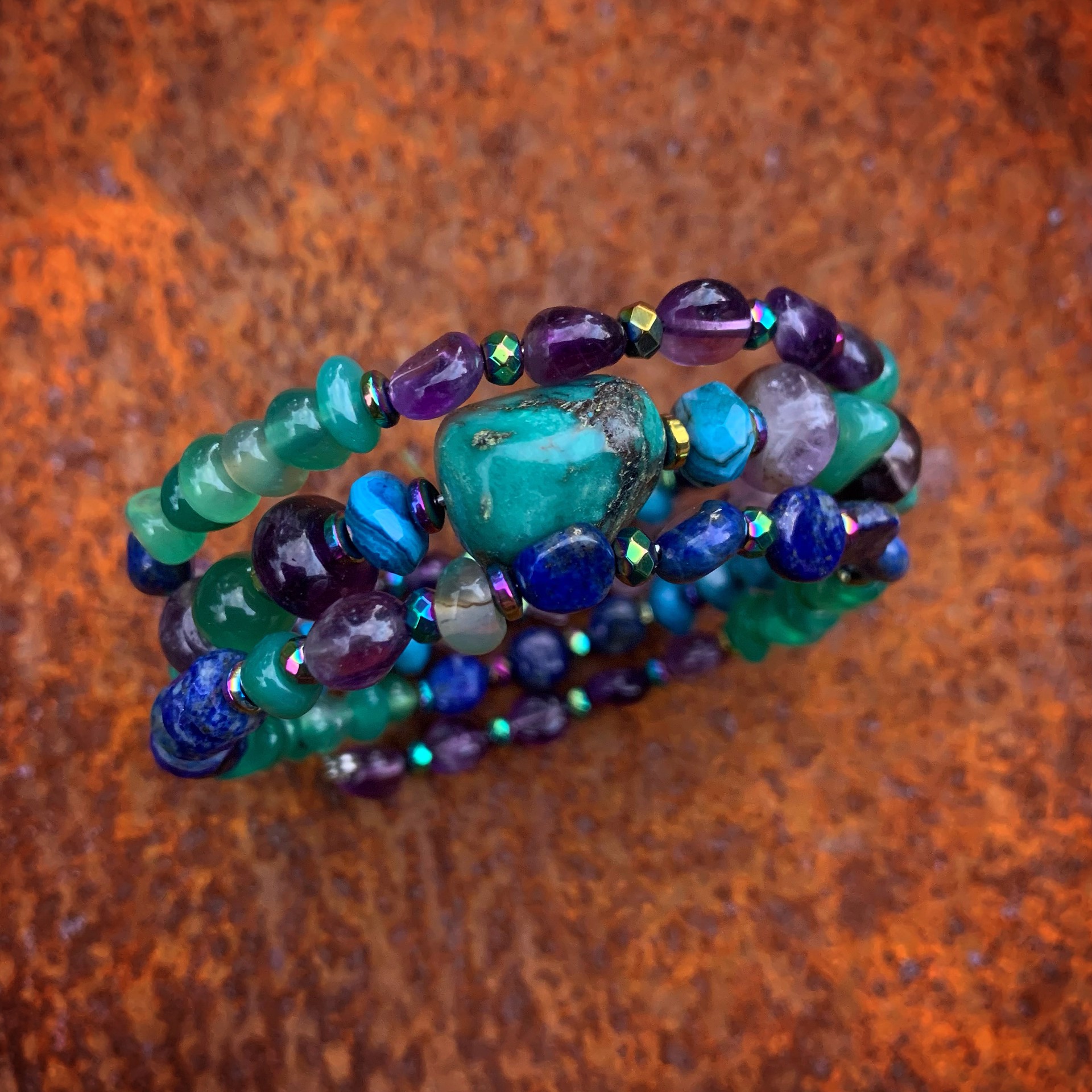 K623 Amethyst and Turquoise Bracelet by Kelly Ormsby