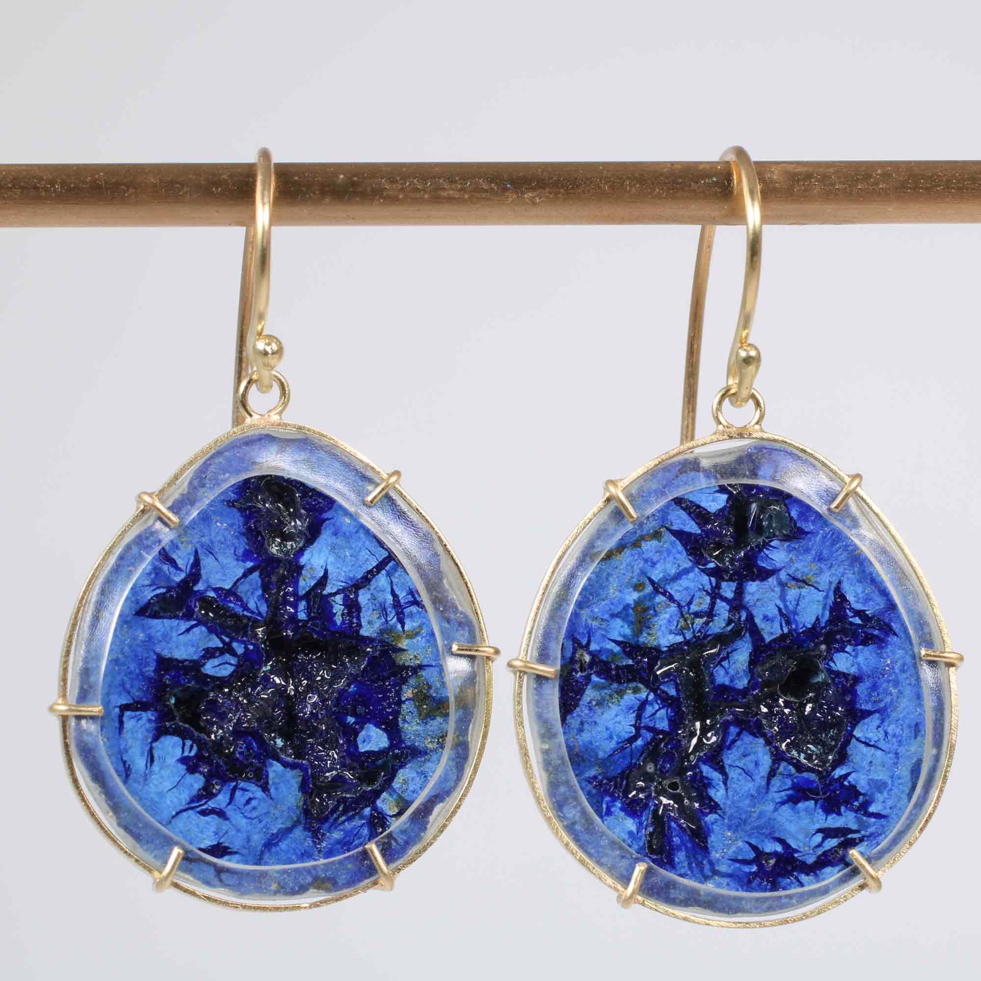 Azurite Geode Dangle earrings by Niki Ulehla