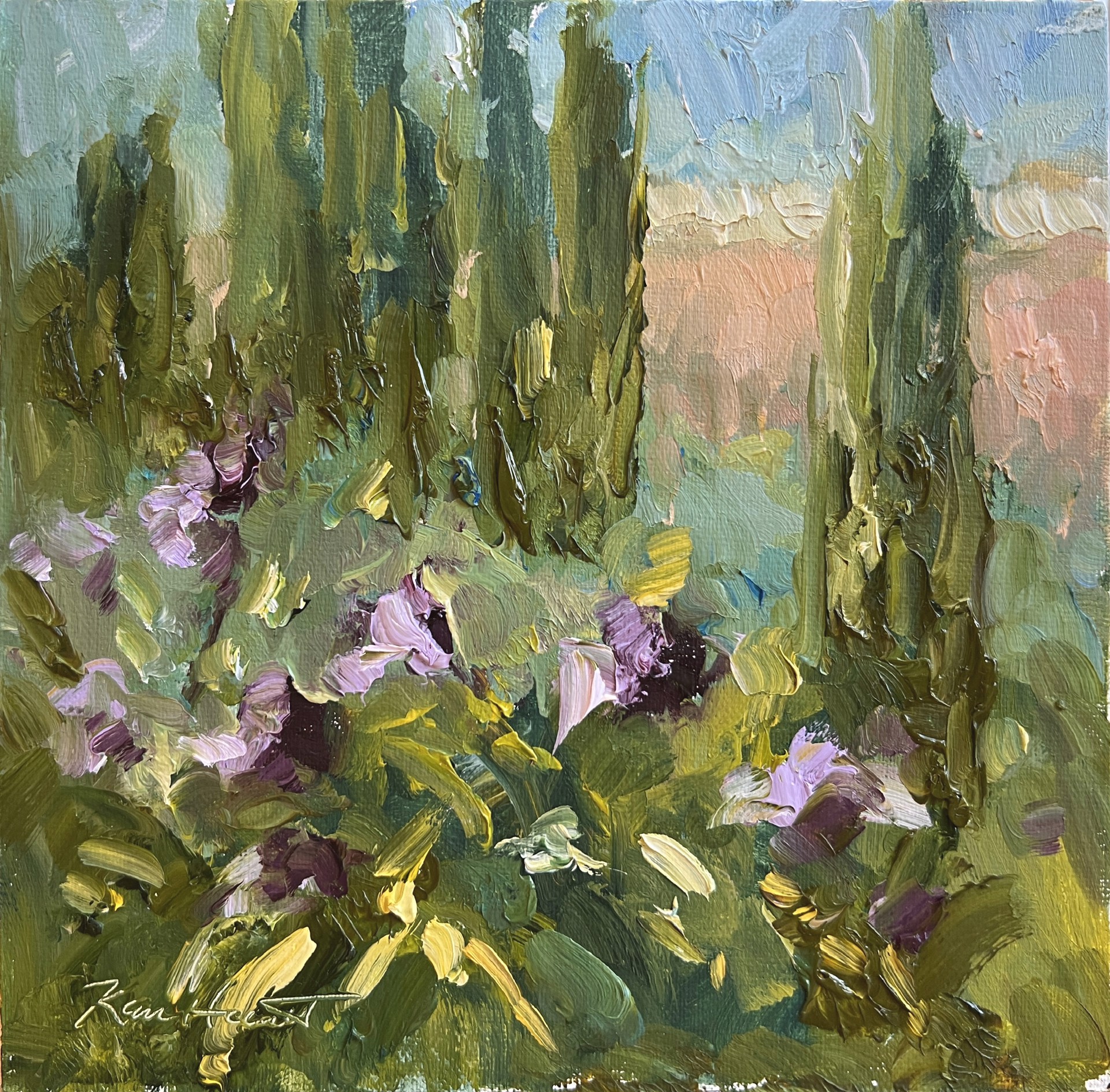 "Purple Iris" original oil painting by Karen Hewitt Hagan