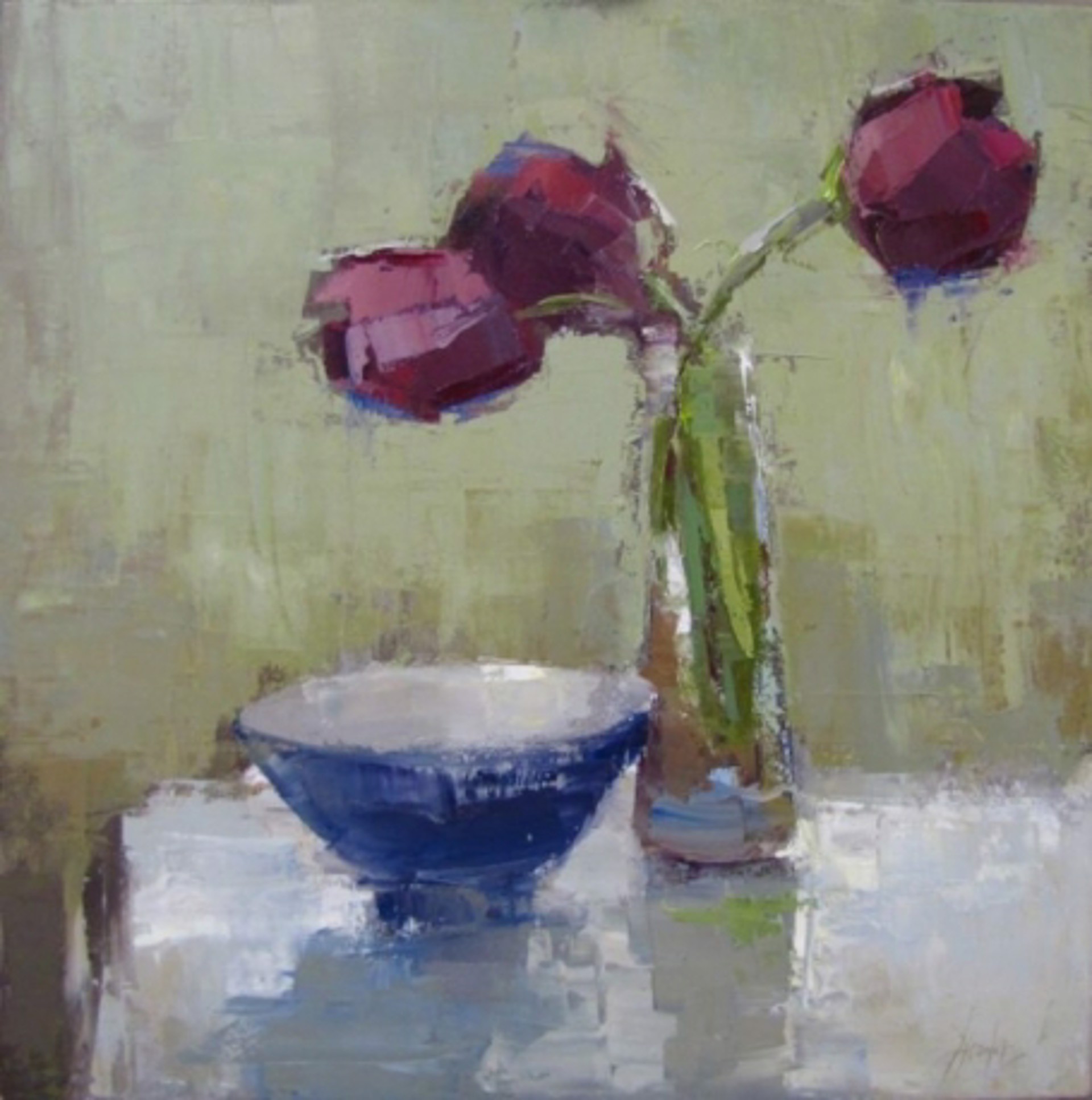 Tulips and Bowl by Barbara Flowers
