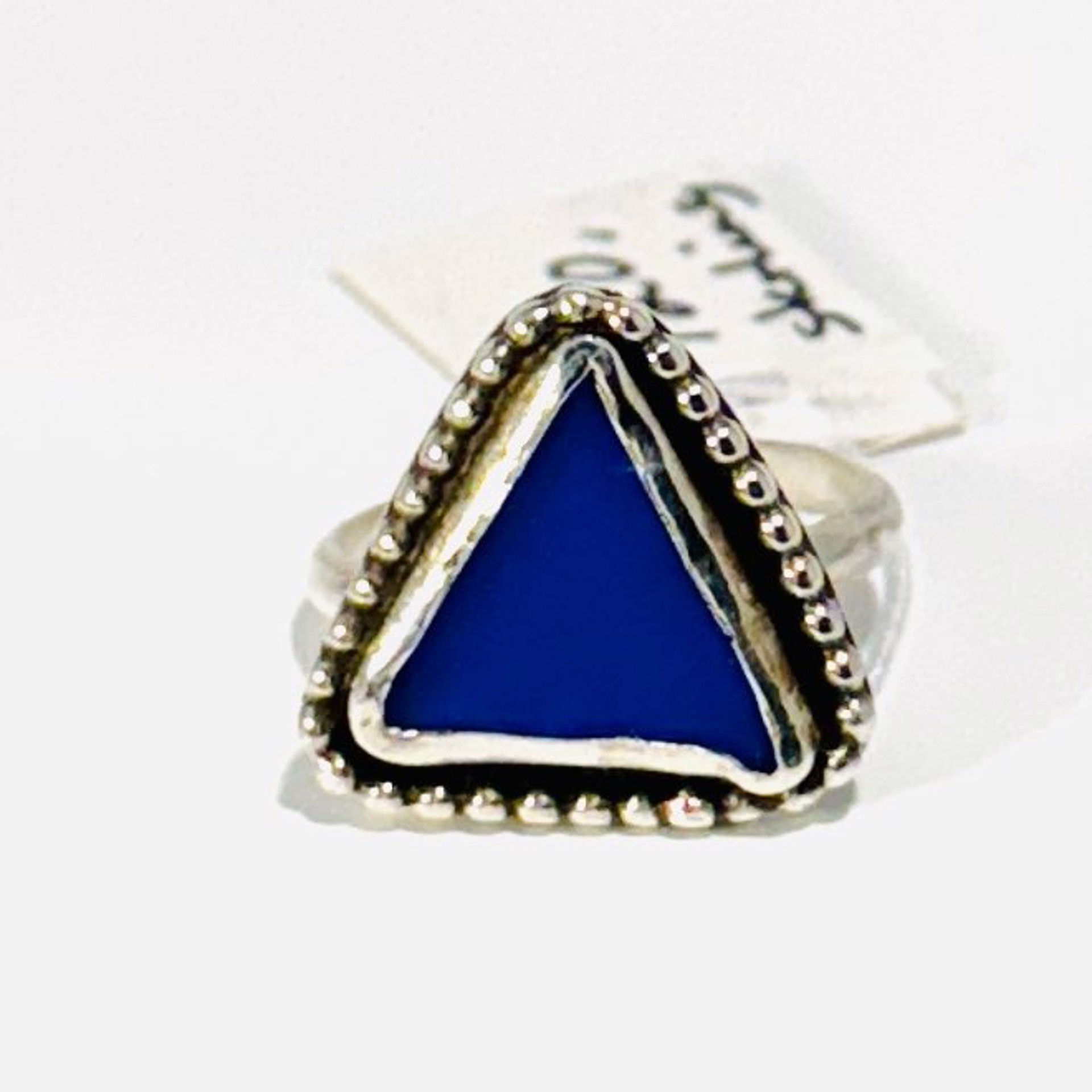Sea Glass Ring, Blue Triangle sz7.50 AB23-48 by Anne Bivens