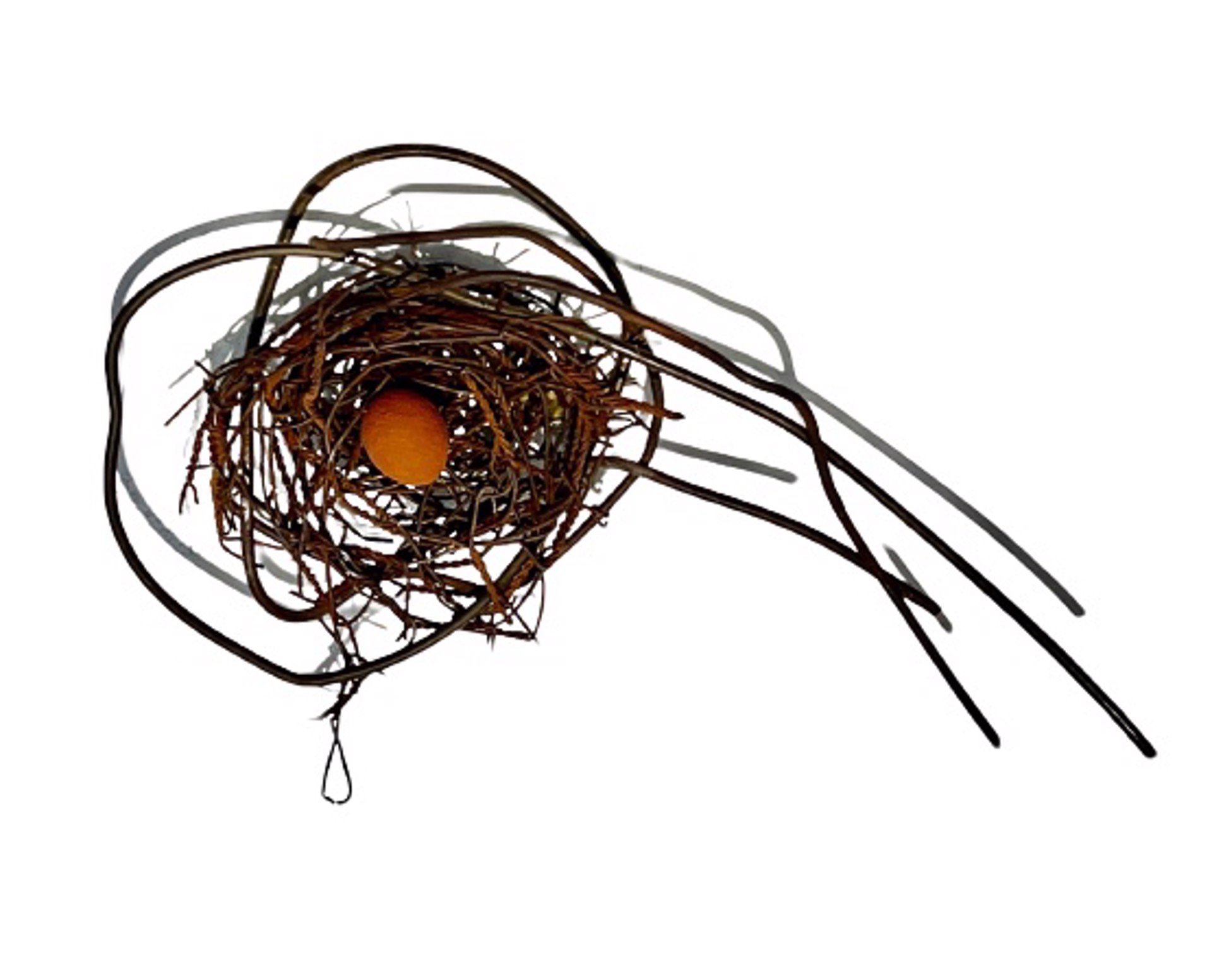 Hand Woven Wire Nest w/1 Terra Cotta Egg #1364 by Phil Lichtenhan