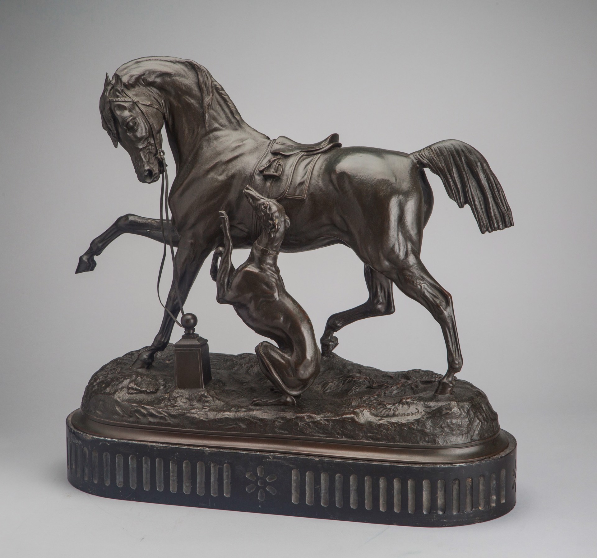 Saddled Horse and Long Dog by Pierre Lenordez